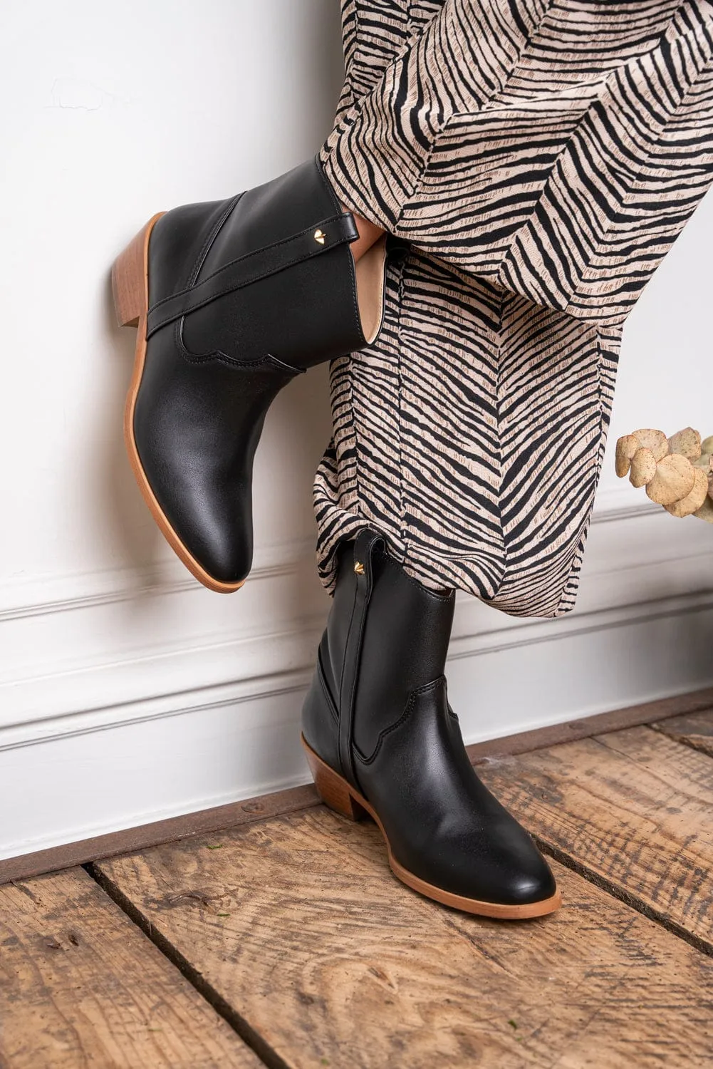 Bottes cheville western en simili cuir vegan Centaur | Noir