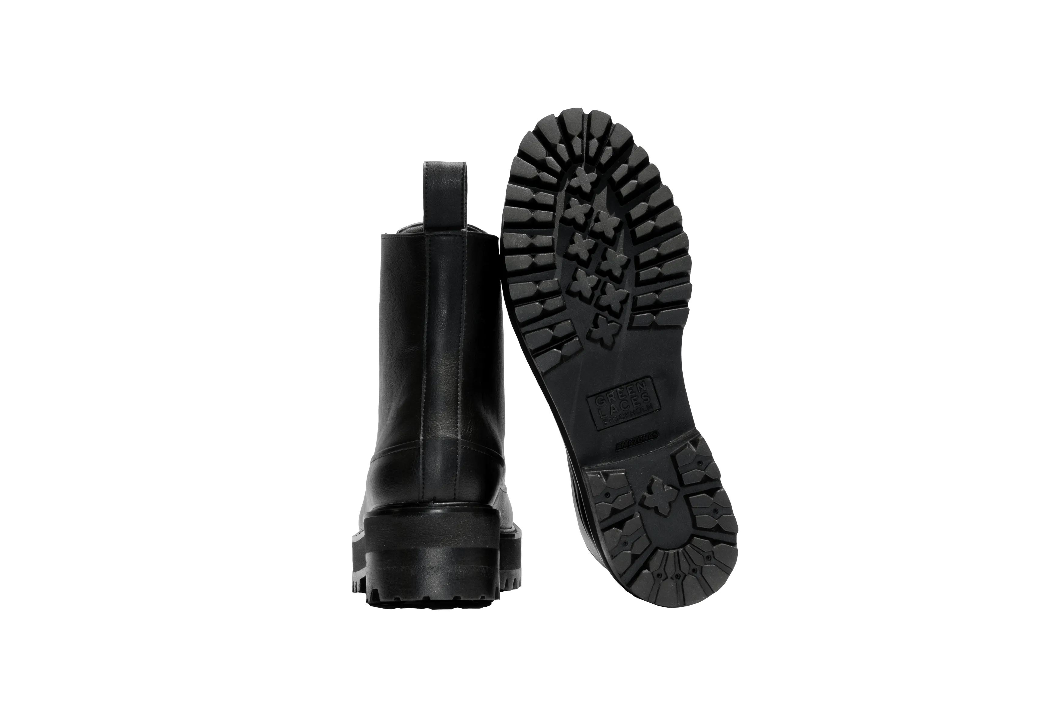 Bottes vegan unisex à lacets épaisses | Noir
