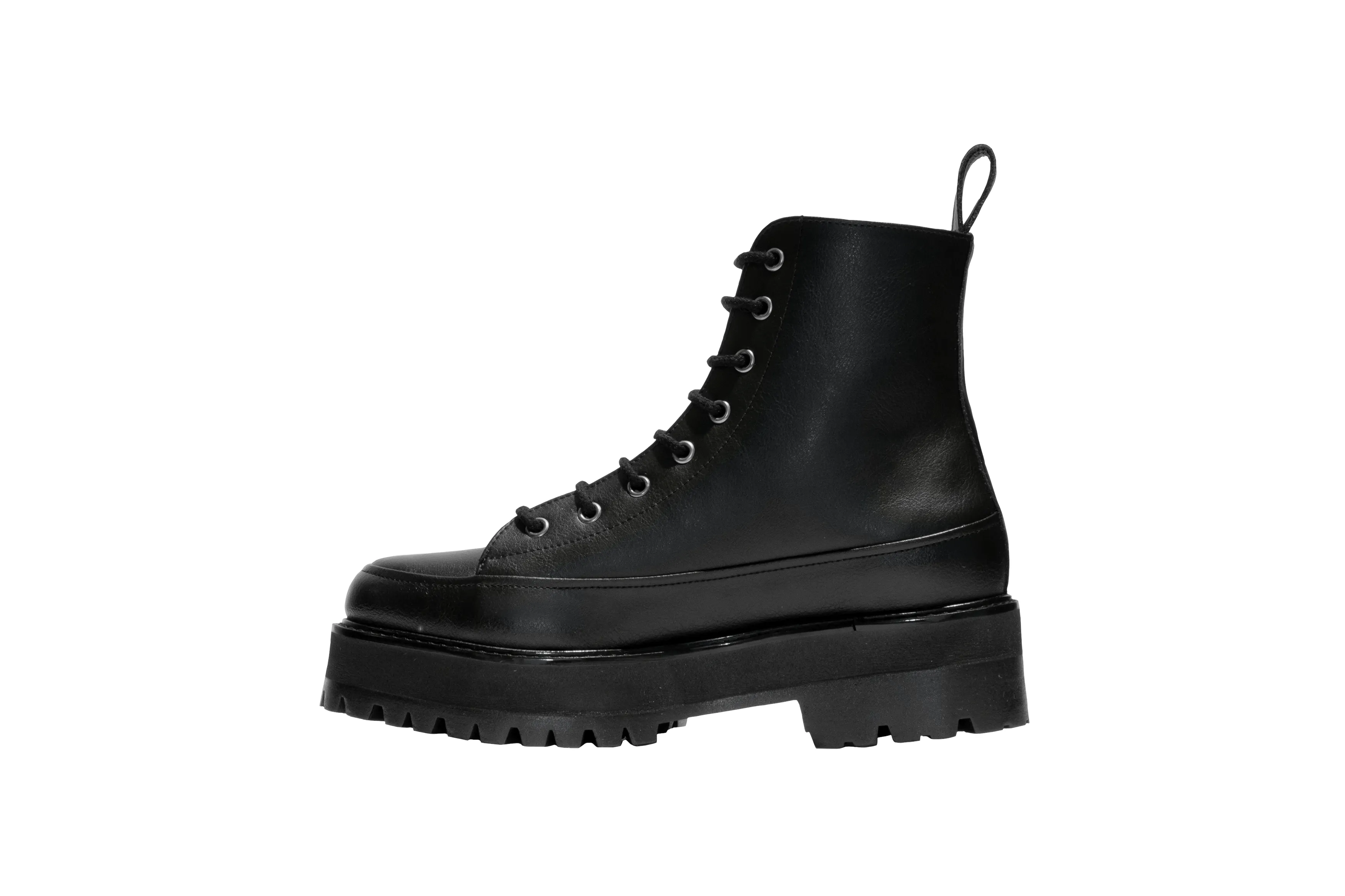 Bottes vegan unisex à lacets épaisses | Noir