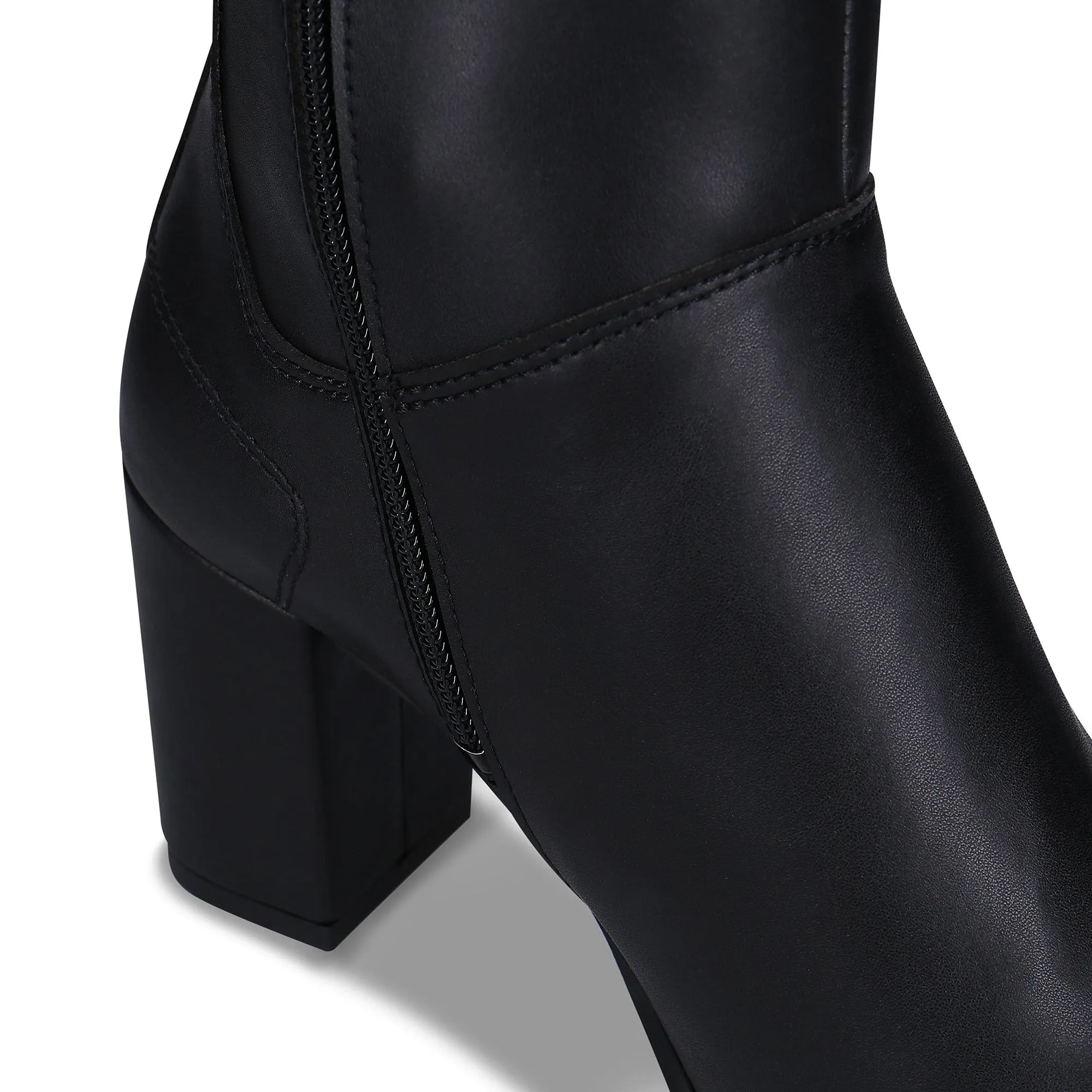 Bottes à talons en cuir pomme pour femmes Circle | Noir