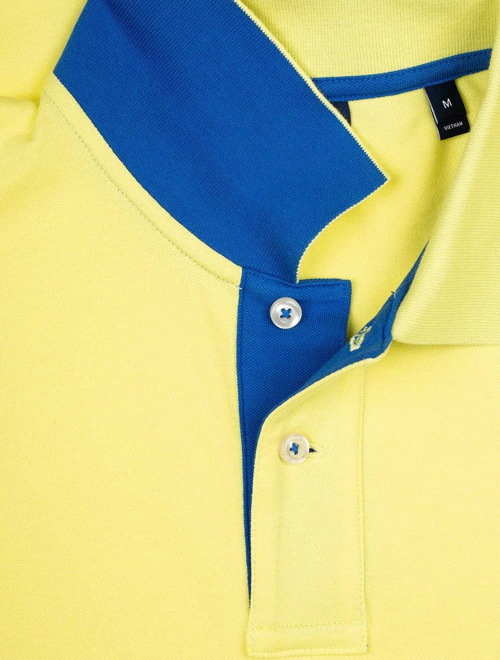 Polo à col contrasté piqué jaune clair