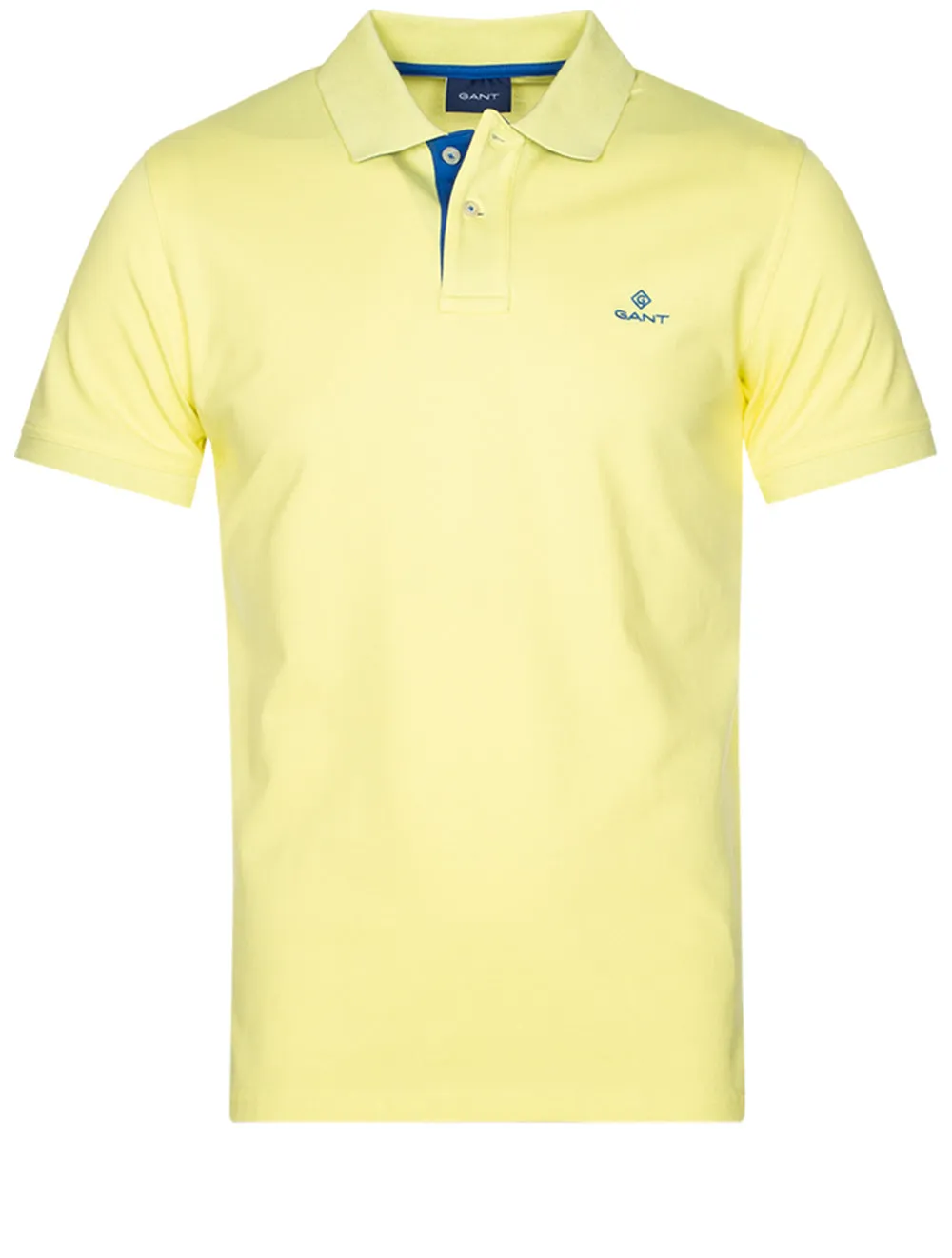 Polo à col contrasté piqué jaune clair