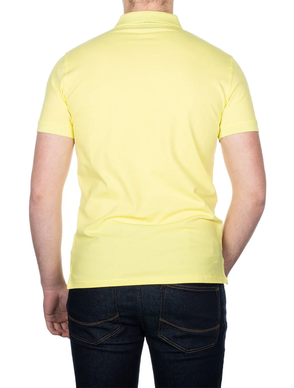 Polo à col contrasté piqué jaune clair