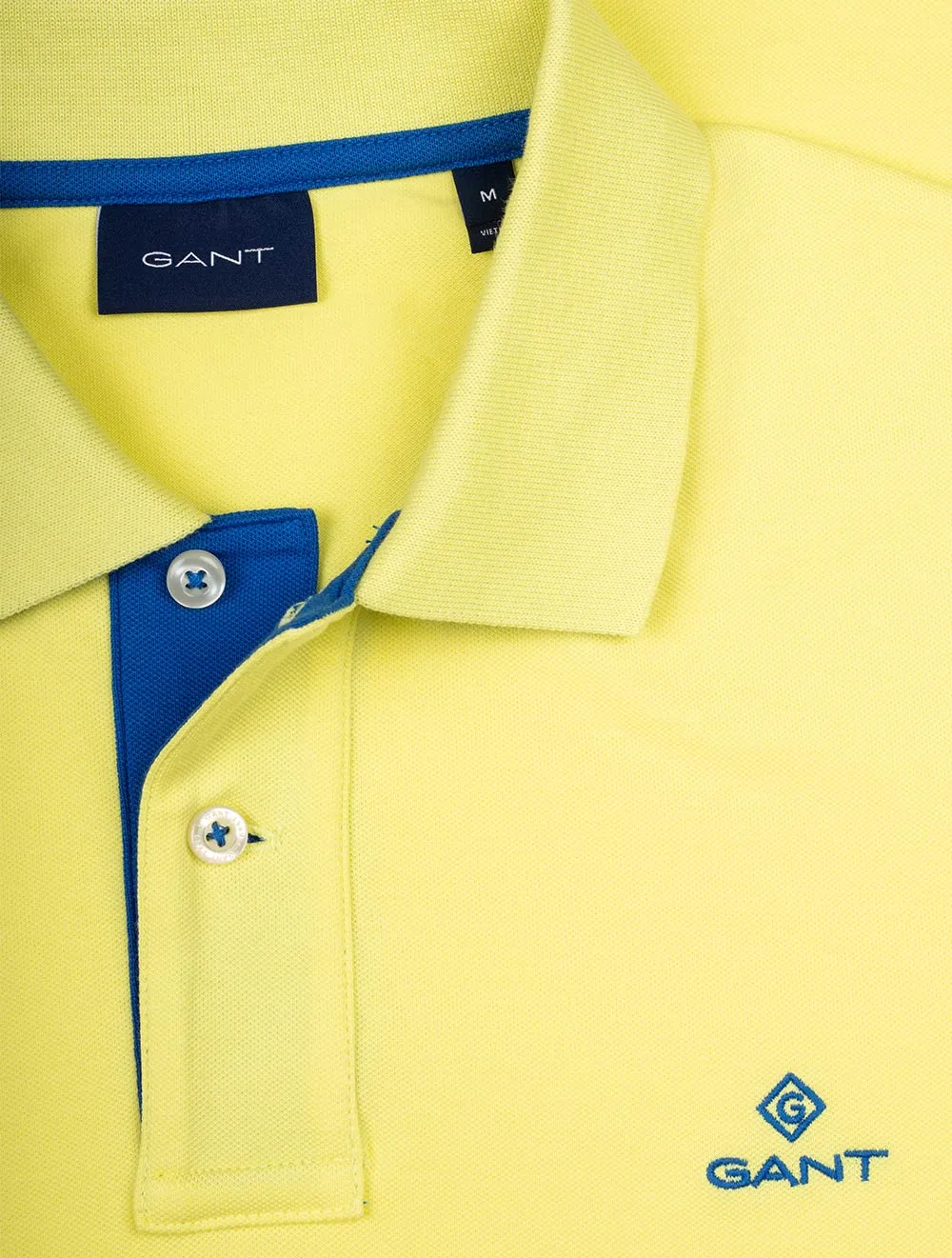 Polo à col contrasté piqué jaune clair