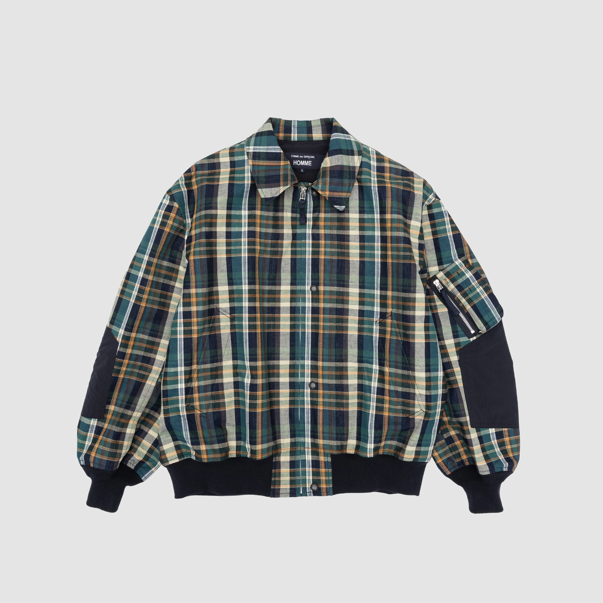 VESTE TRIPLE ÉPAISSEUR EN COTON ET LIN À CARREAUX