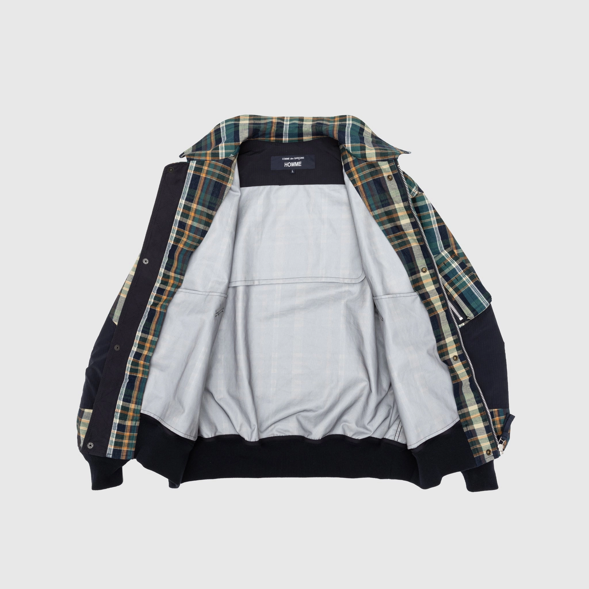 VESTE TRIPLE ÉPAISSEUR EN COTON ET LIN À CARREAUX