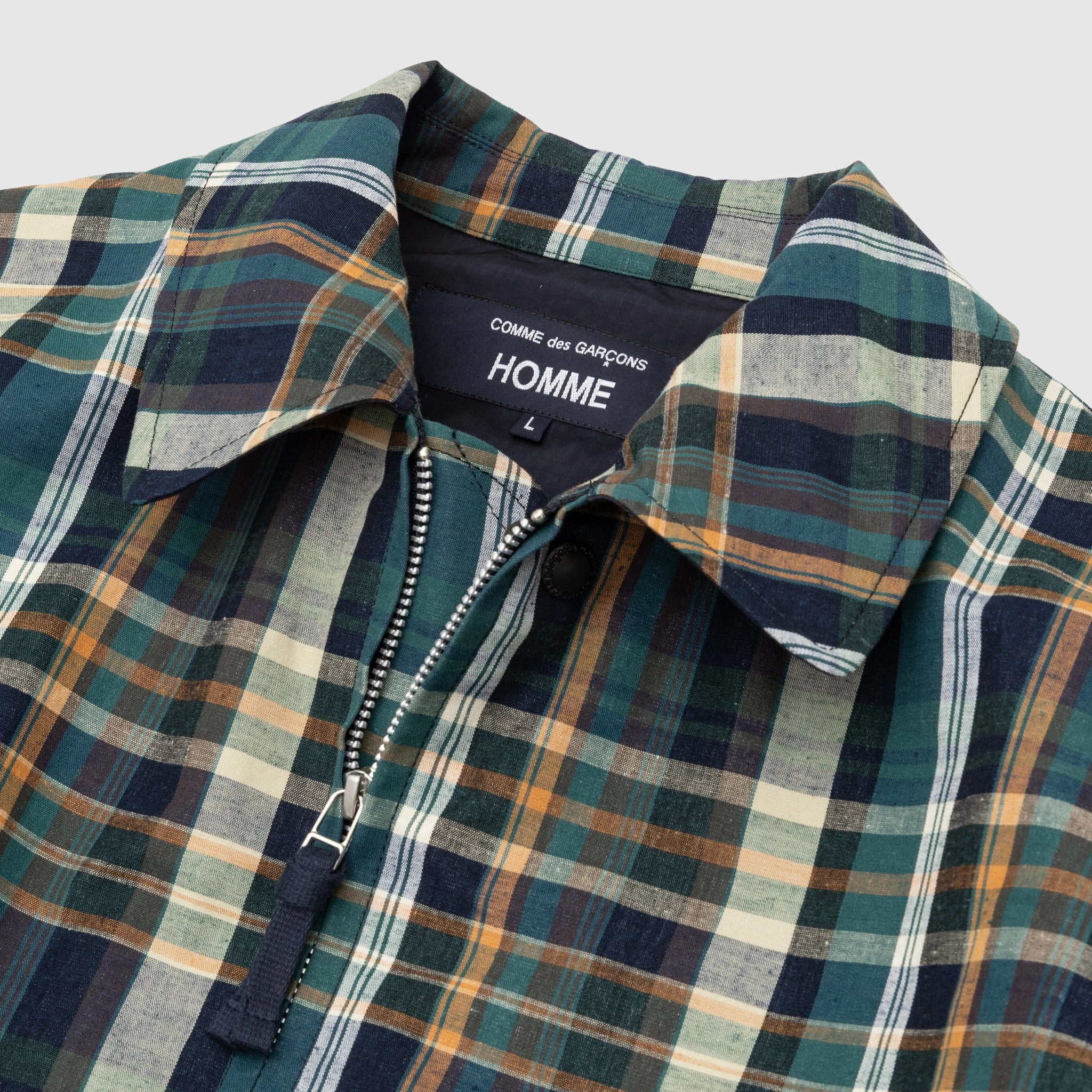 VESTE TRIPLE ÉPAISSEUR EN COTON ET LIN À CARREAUX