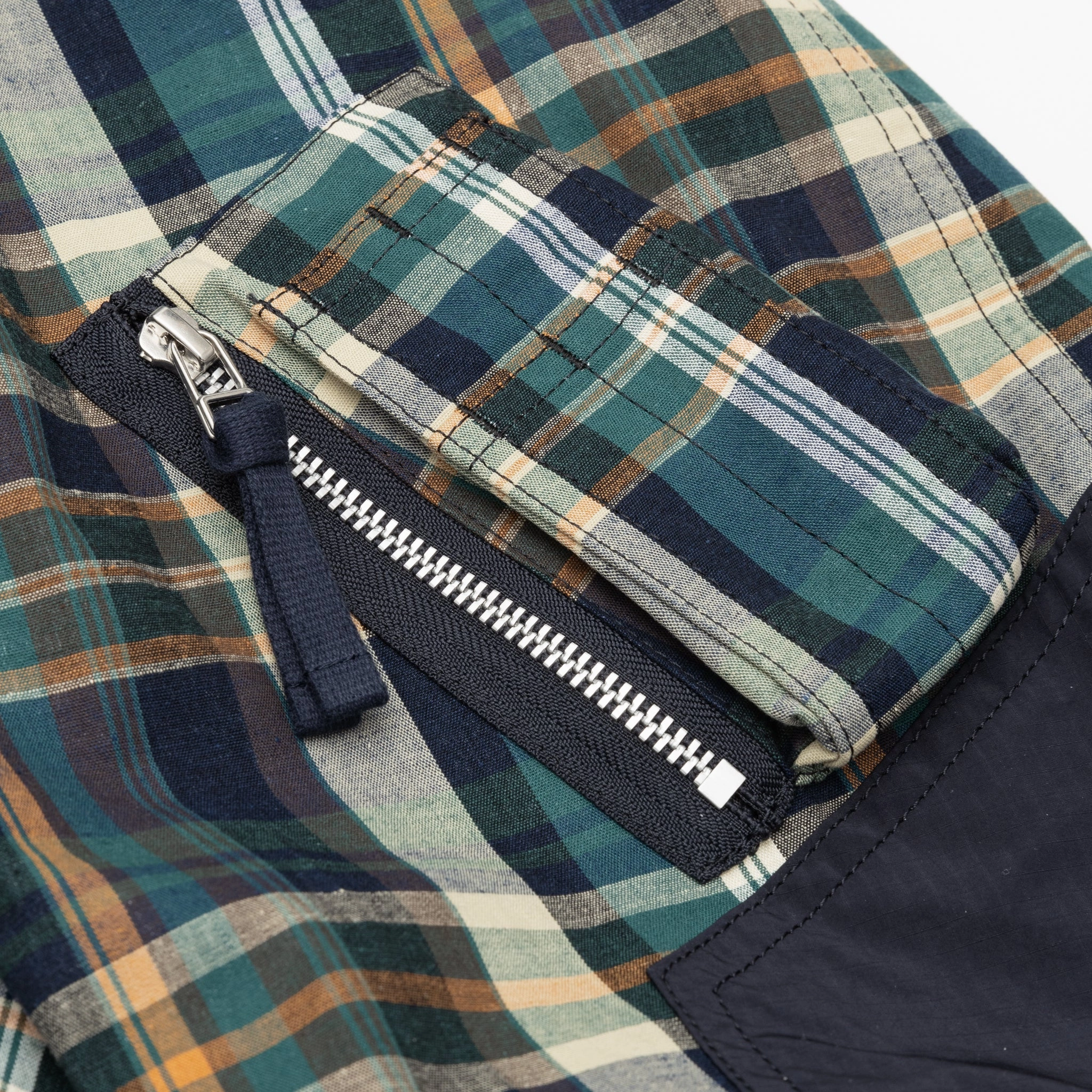 VESTE TRIPLE ÉPAISSEUR EN COTON ET LIN À CARREAUX
