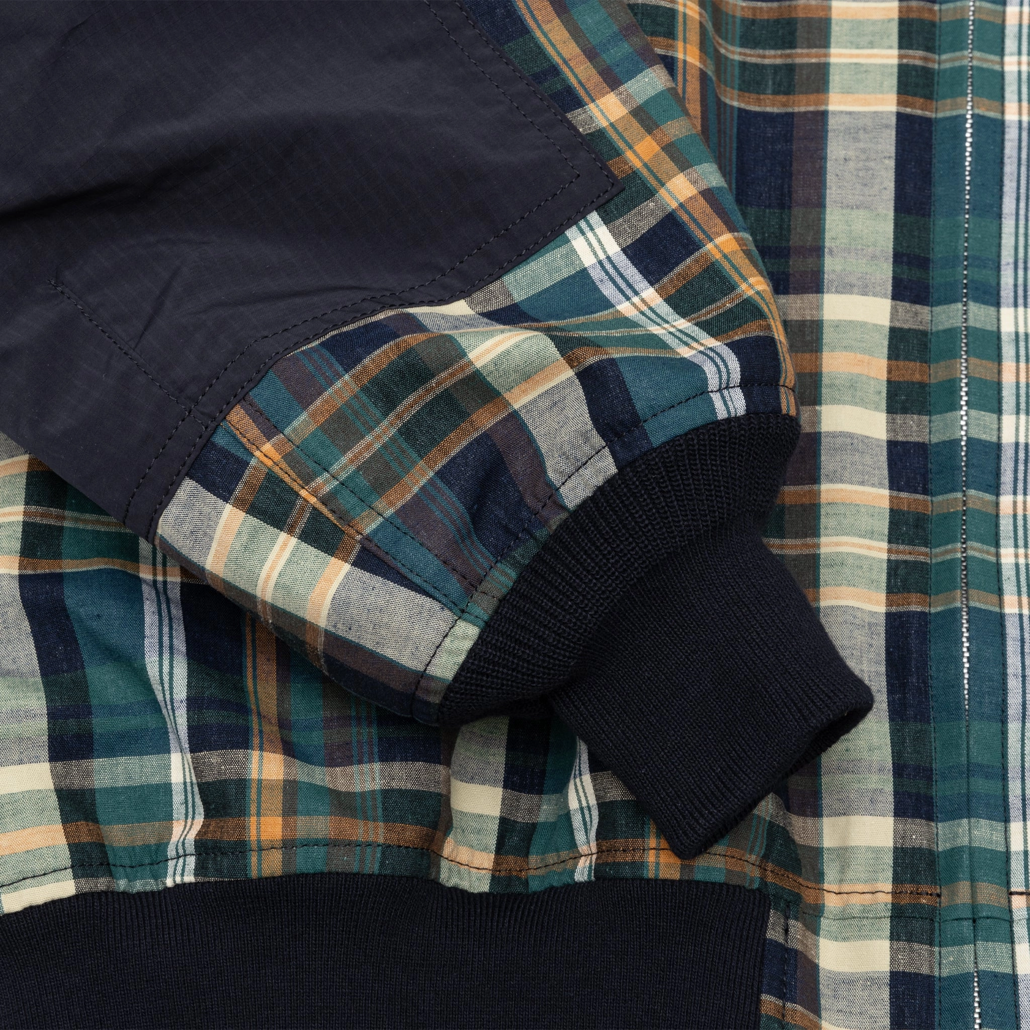 VESTE TRIPLE ÉPAISSEUR EN COTON ET LIN À CARREAUX