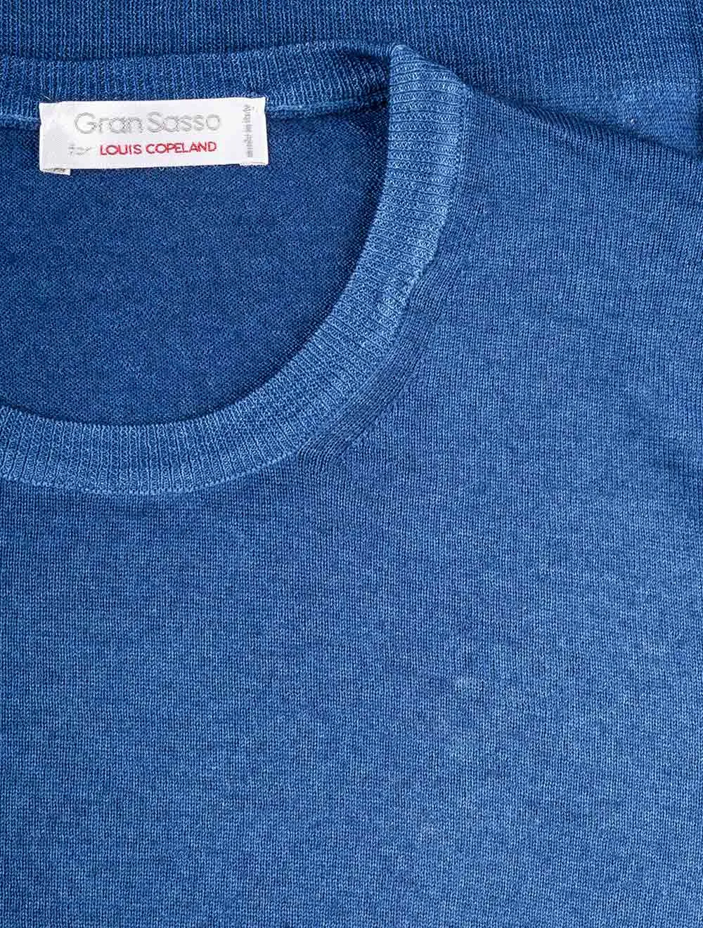 Pull col rond en maille bleu