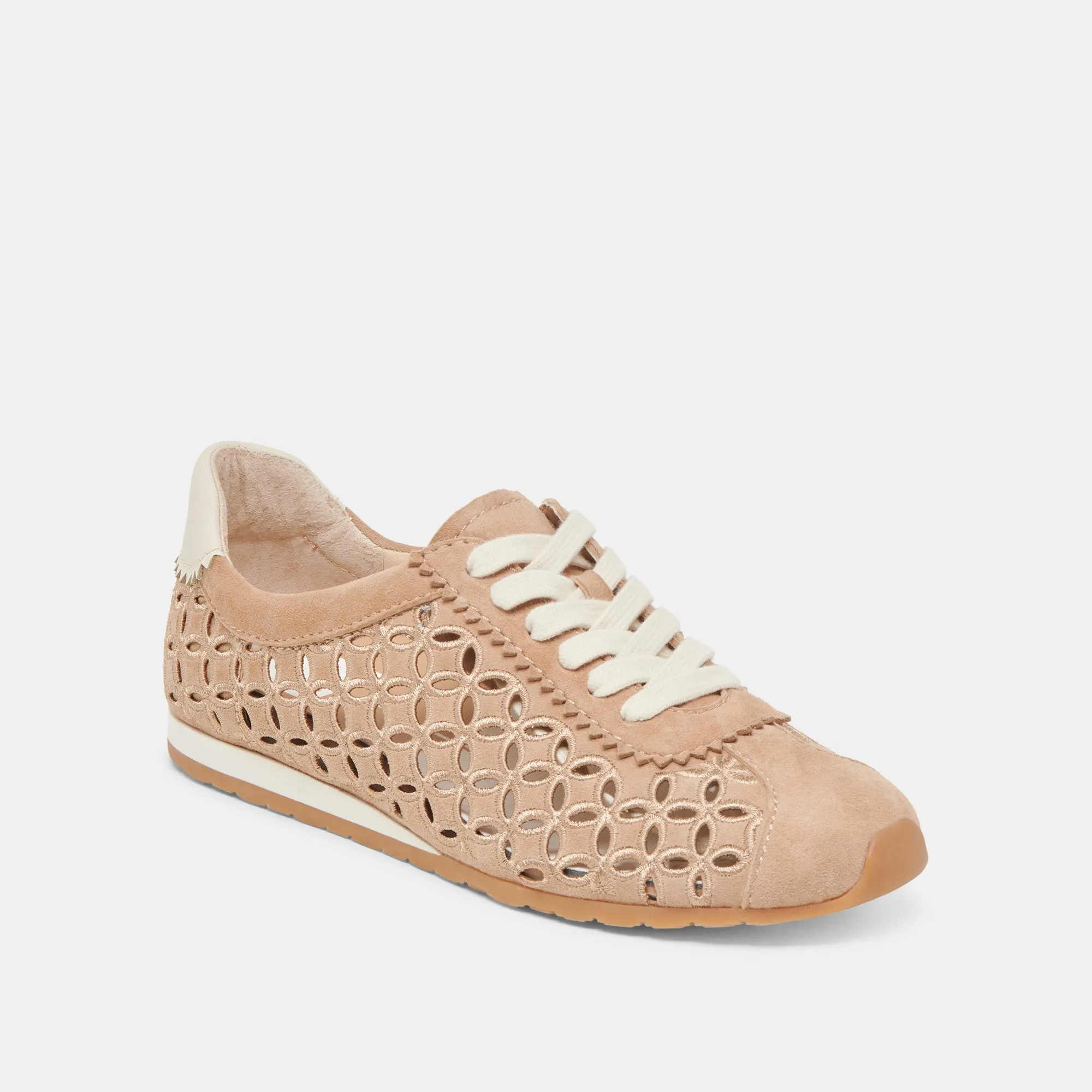 DANIE EYELET SNEAKERS PERF Daim Camel