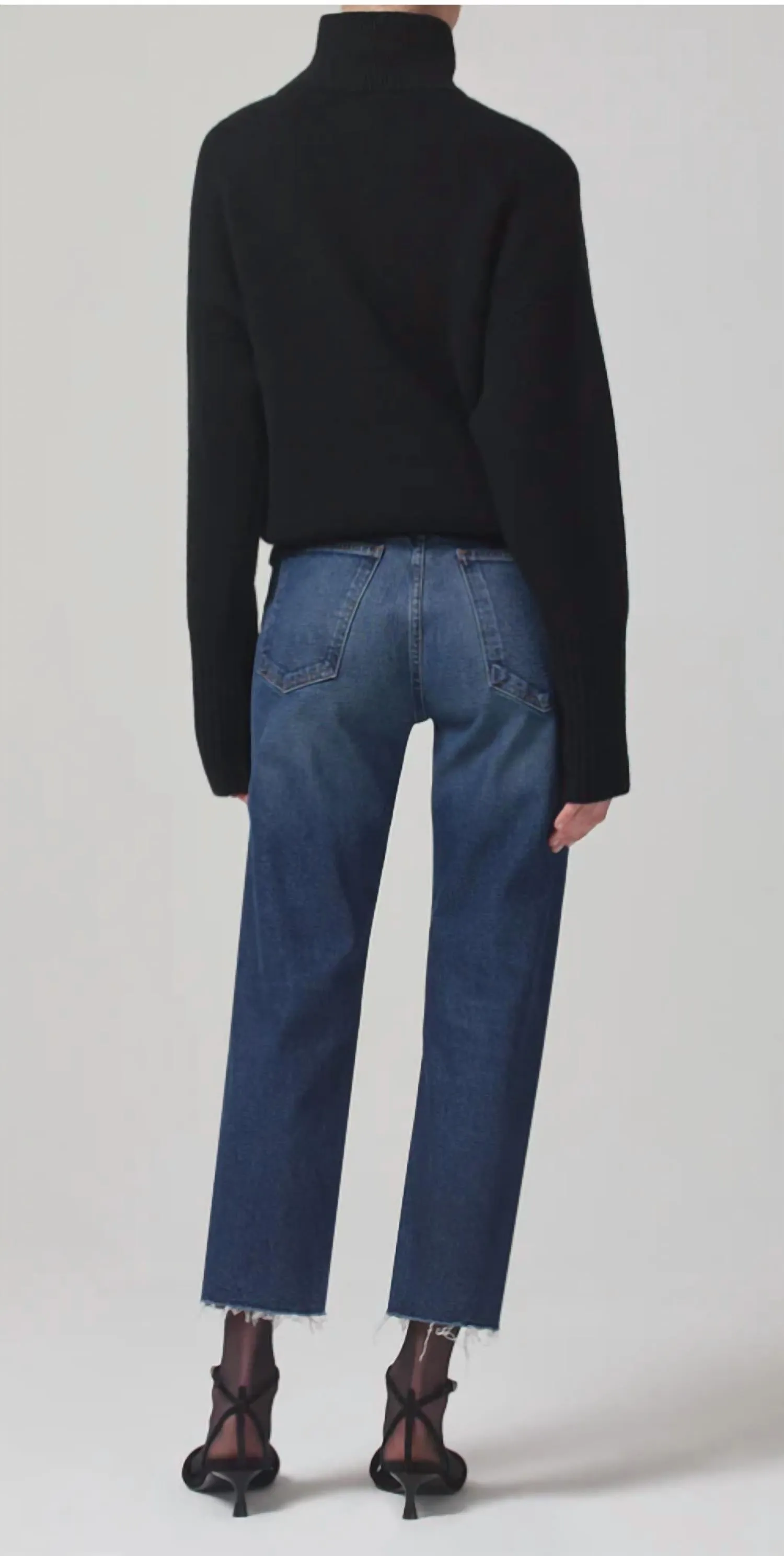 Daphne Crop Pantalon Stovepipe à Haute Taille