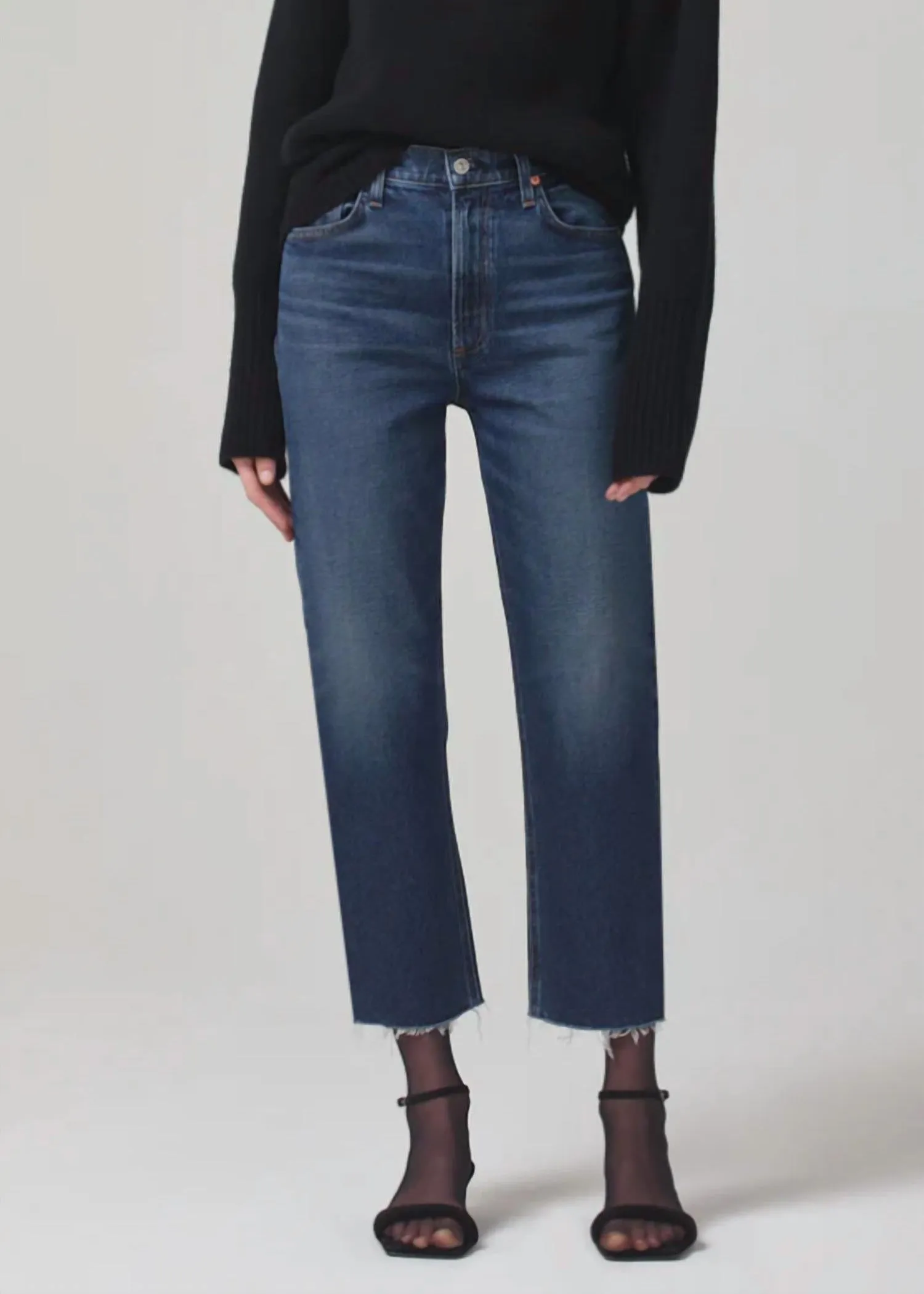 Daphne Crop Pantalon Stovepipe à Haute Taille