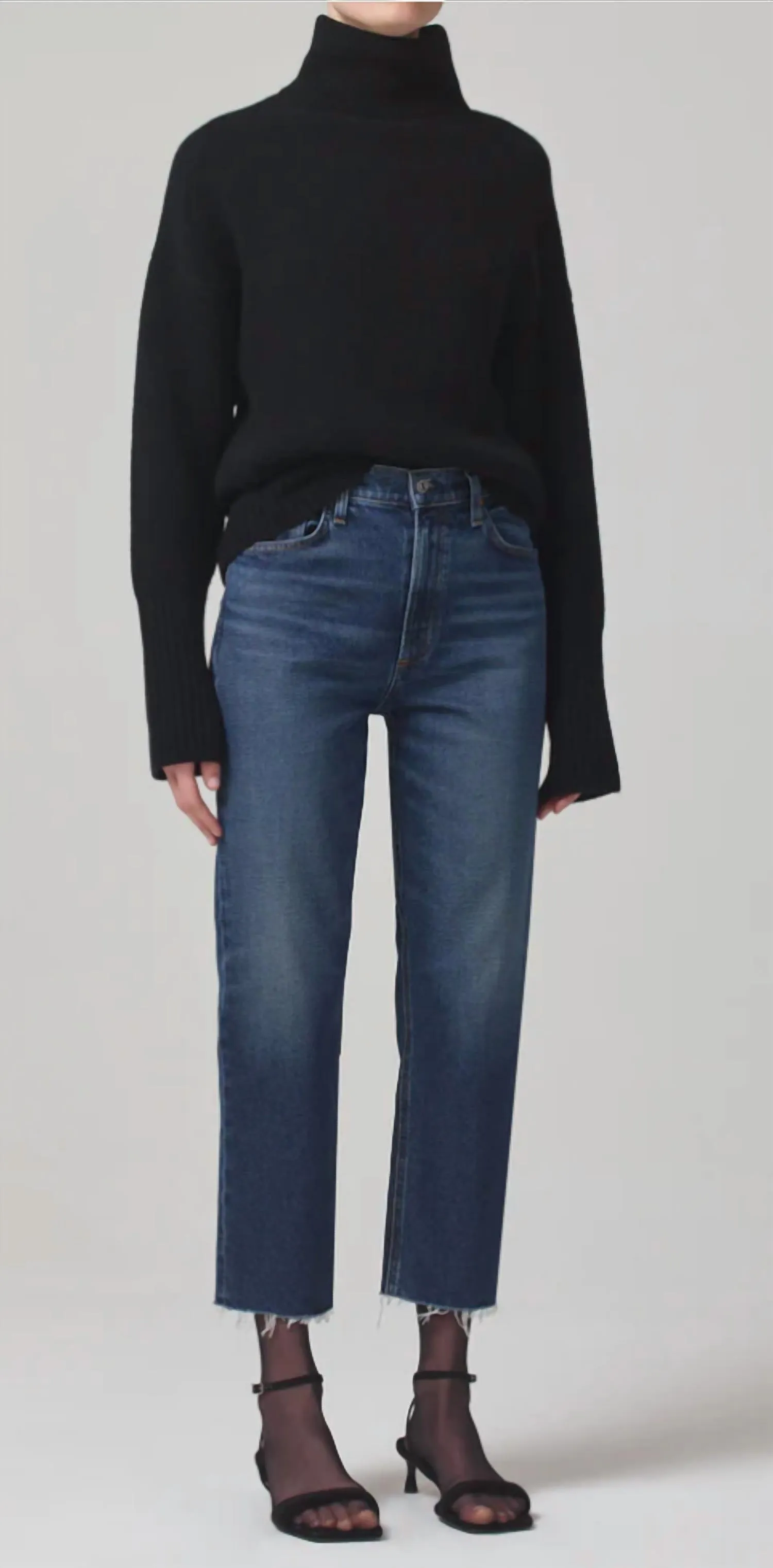 Daphne Crop Pantalon Stovepipe à Haute Taille
