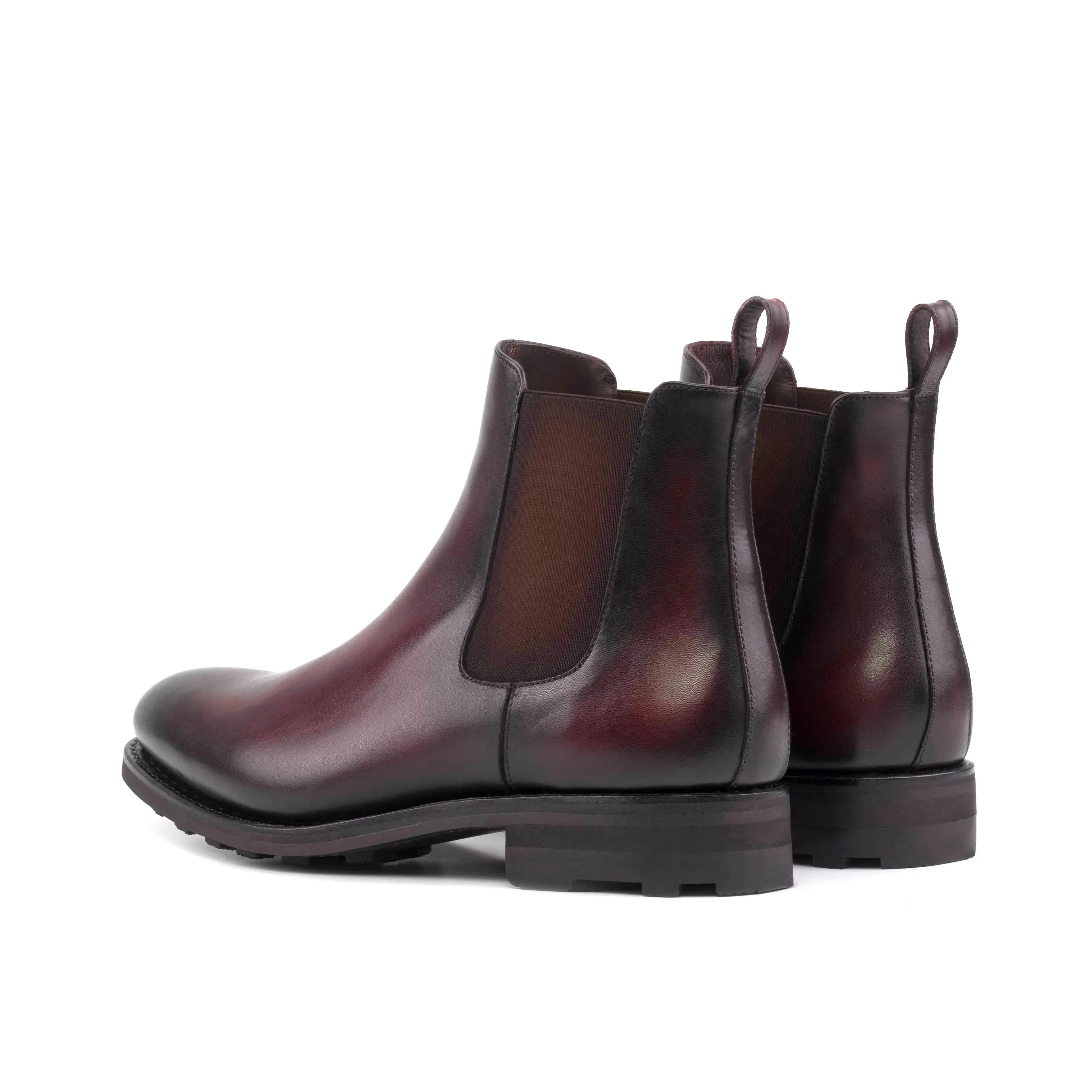 Chaussures Dapperfam DapperFam Monza en cuir italien bordeaux pour hommes, bottes Chelsea