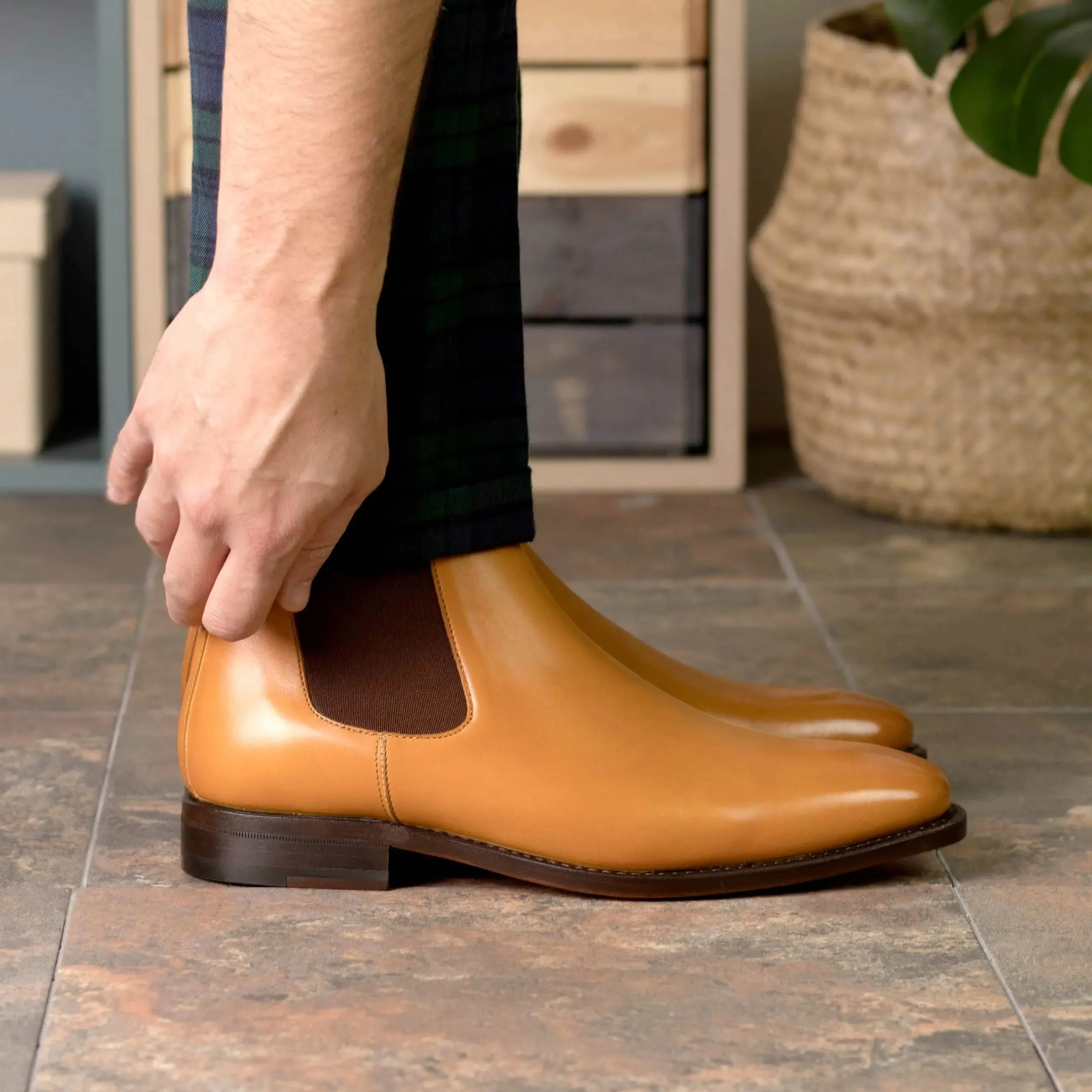 Bottes Chelsea pour Hommes Dapperfam Shoes DapperFam Monza en Orange