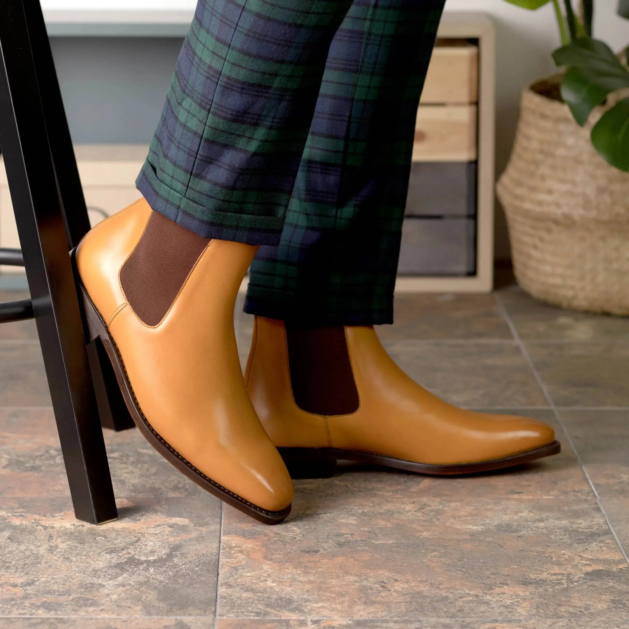 Bottes Chelsea pour Hommes Dapperfam Shoes DapperFam Monza en Orange