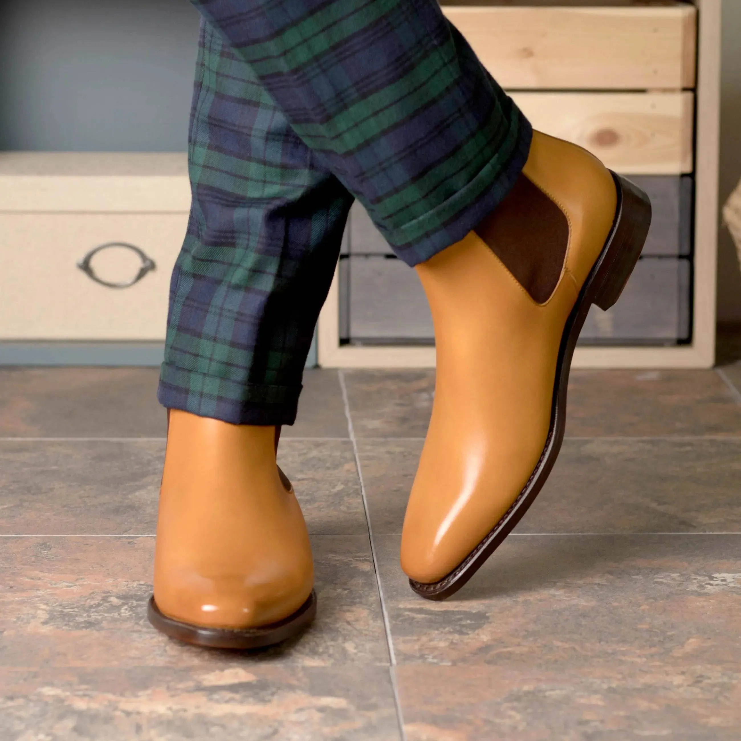 Bottes Chelsea pour Hommes Dapperfam Shoes DapperFam Monza en Orange