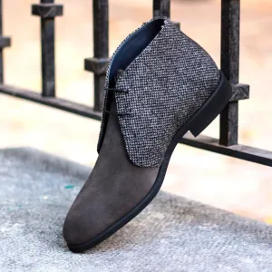 Dapperfam Shoes DapperFam Vivace in Nailhead / Grey Men's Sartorial & Lux Suede Chukka