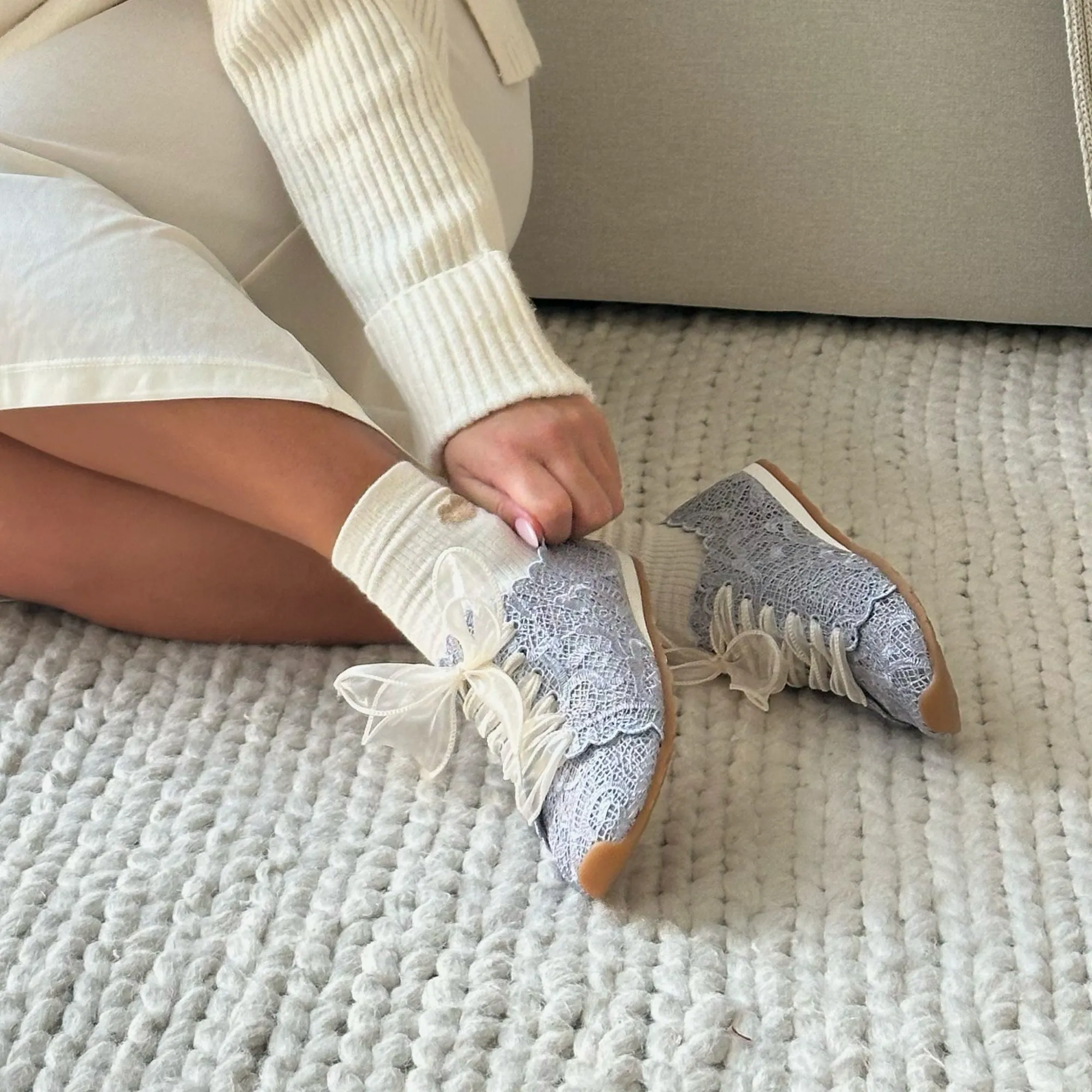 DAYANA SNEAKERS LACET BLEU POUSSIÉREUX