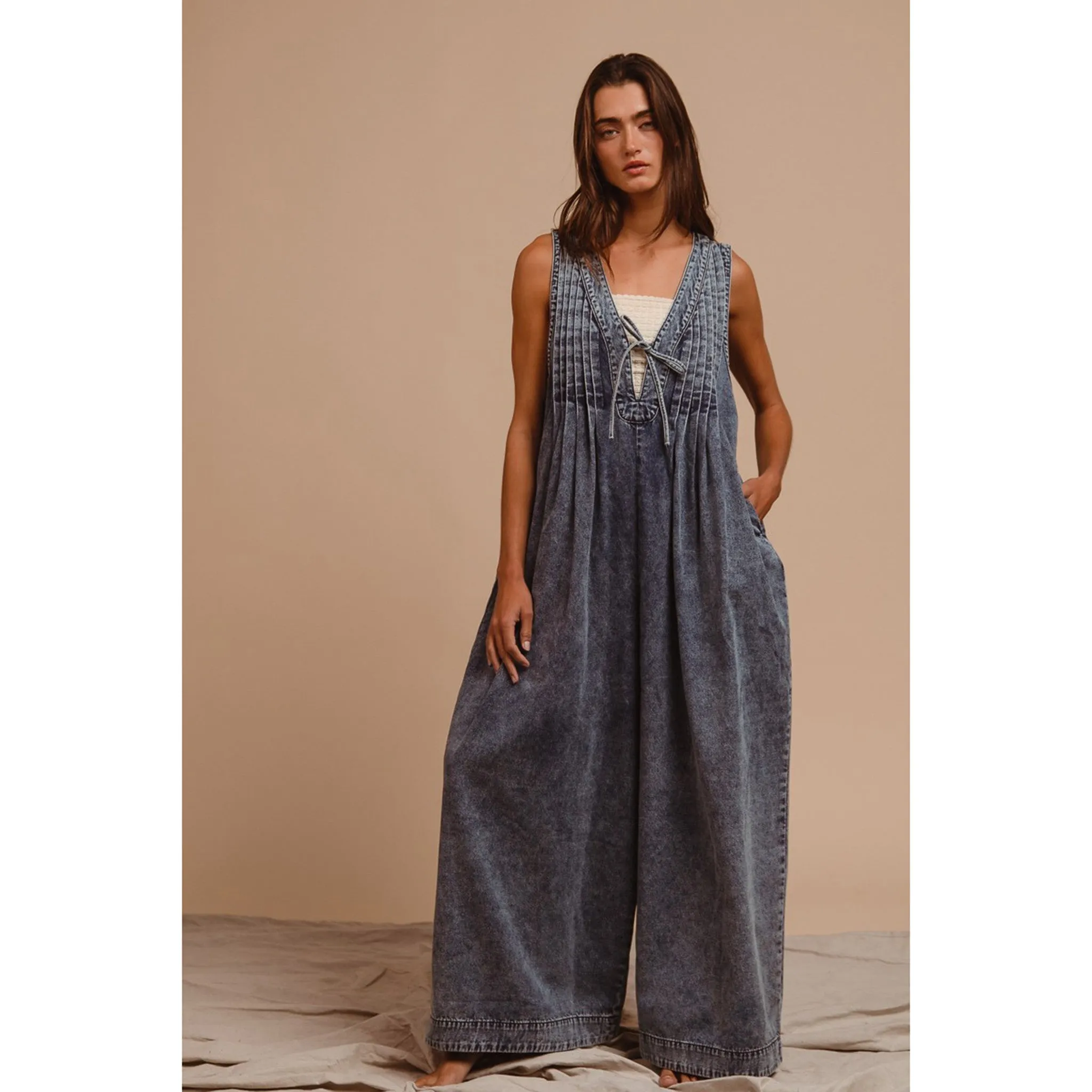 Combinaison à pinces en denim