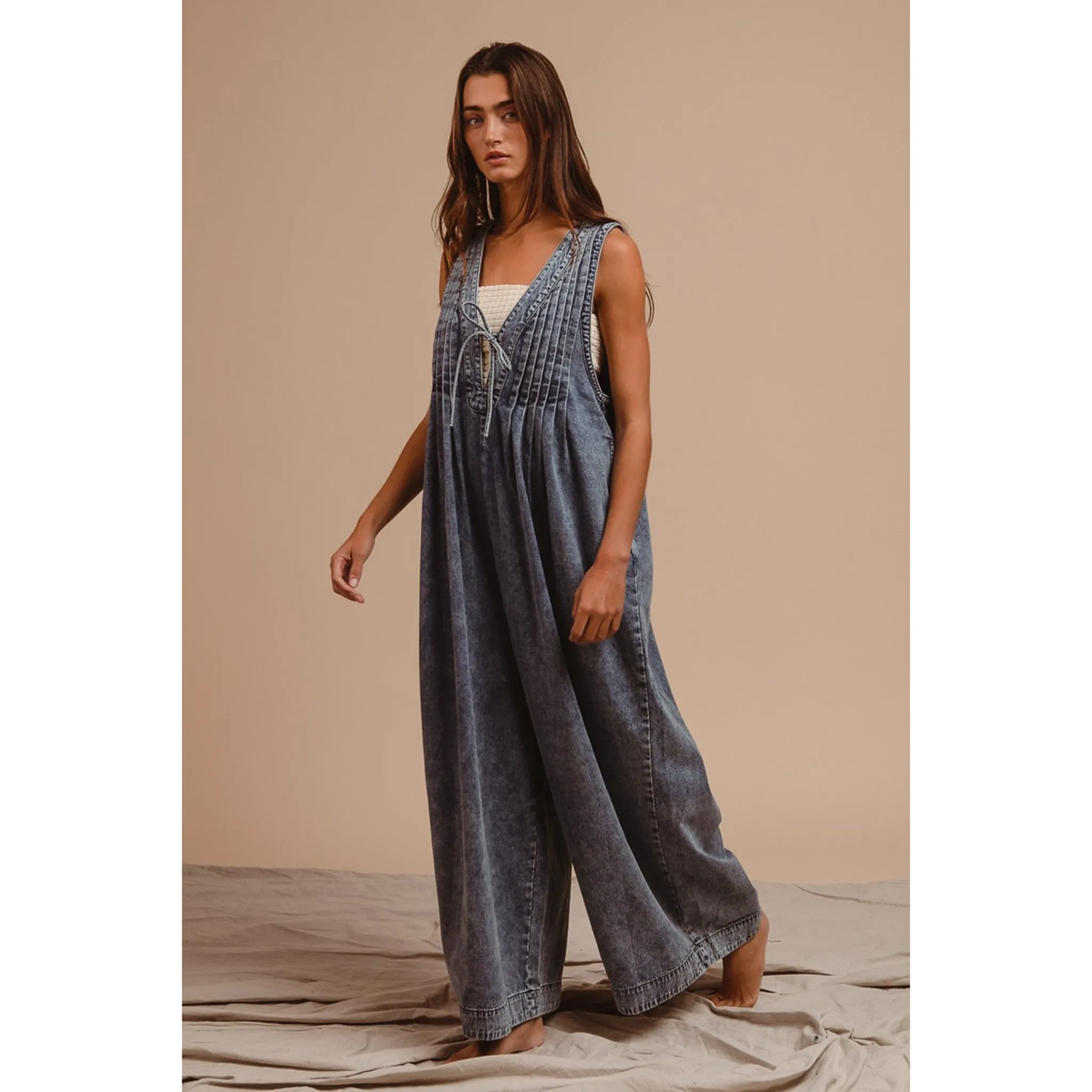 Combinaison à pinces en denim