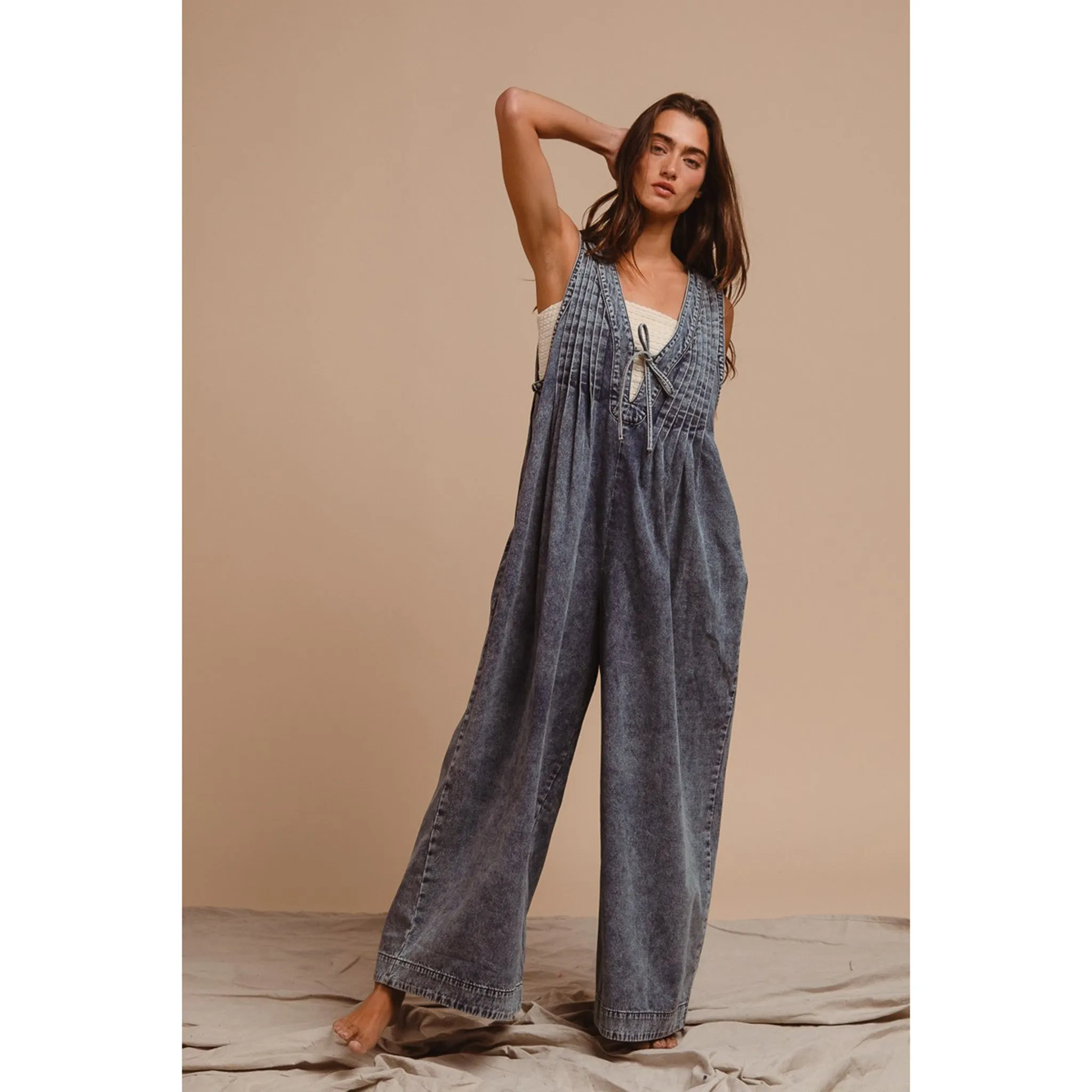 Combinaison à pinces en denim