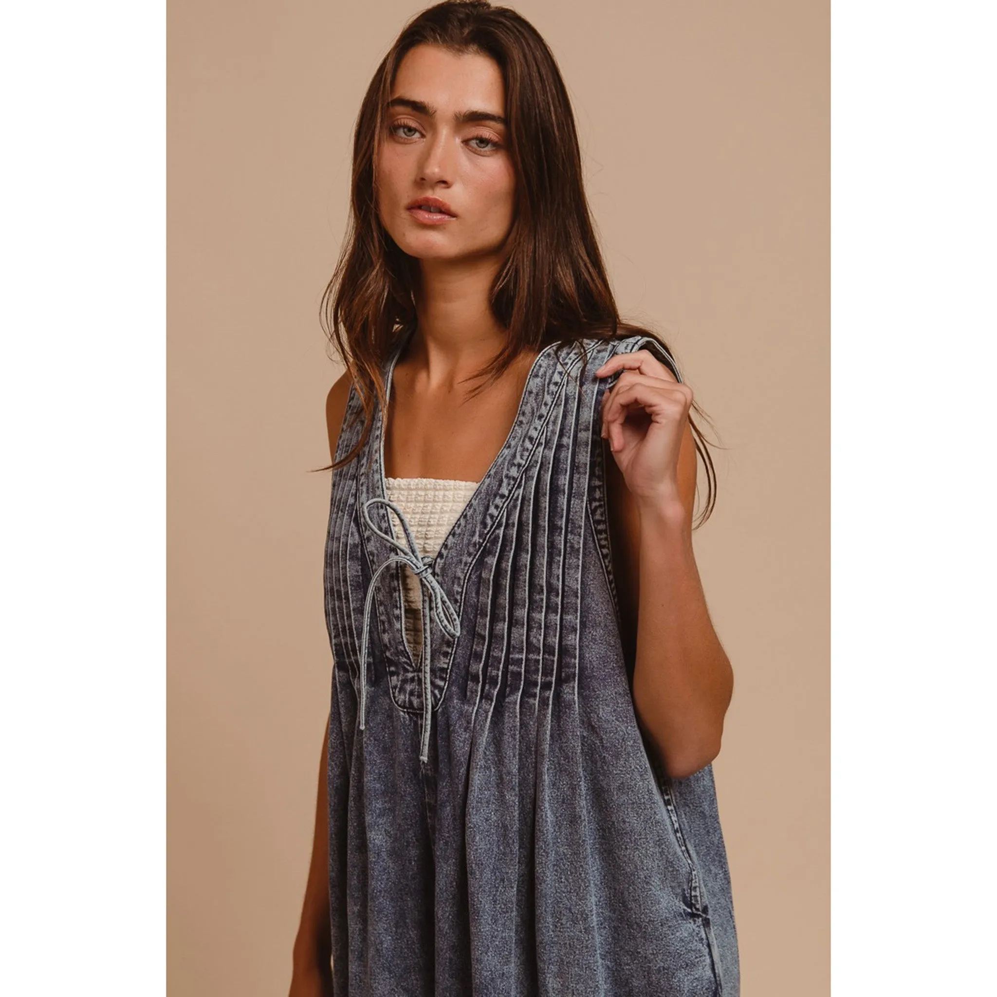 Combinaison à pinces en denim