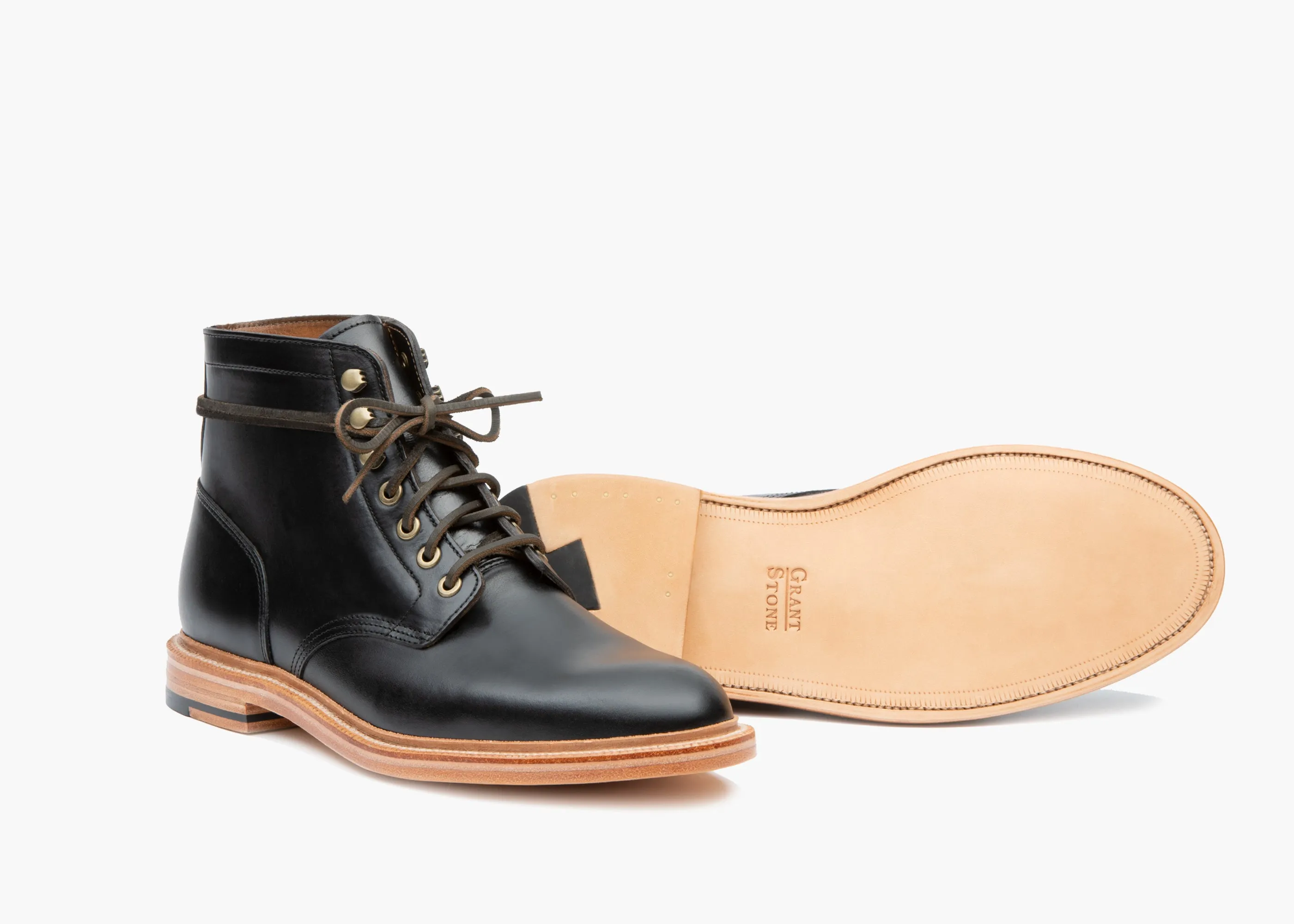 Bottes Diesel en cuir Chromexcel noir / Semelle en cuir