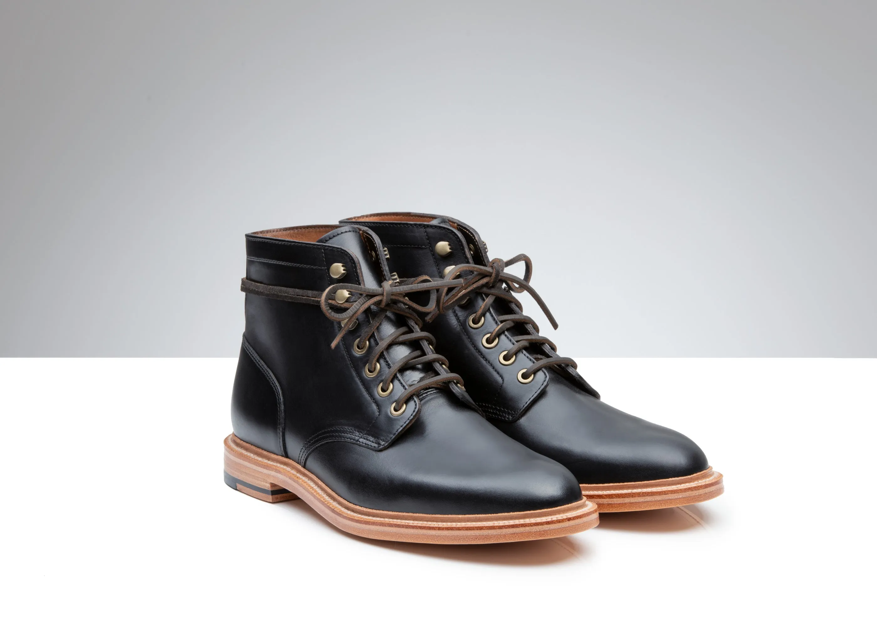 Bottes Diesel en cuir Chromexcel noir / Semelle en cuir