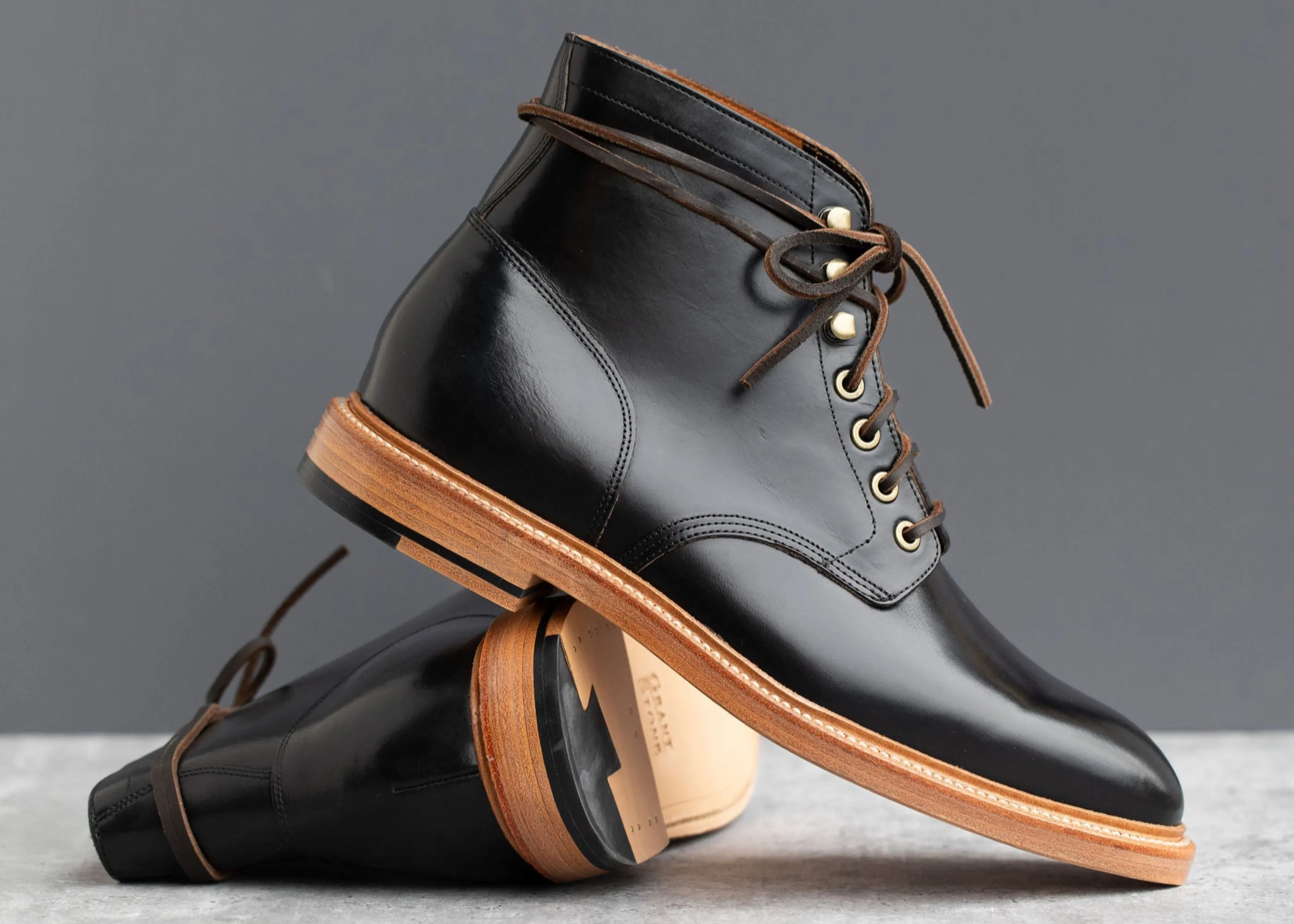 Bottes Diesel en cuir Chromexcel noir / Semelle en cuir
