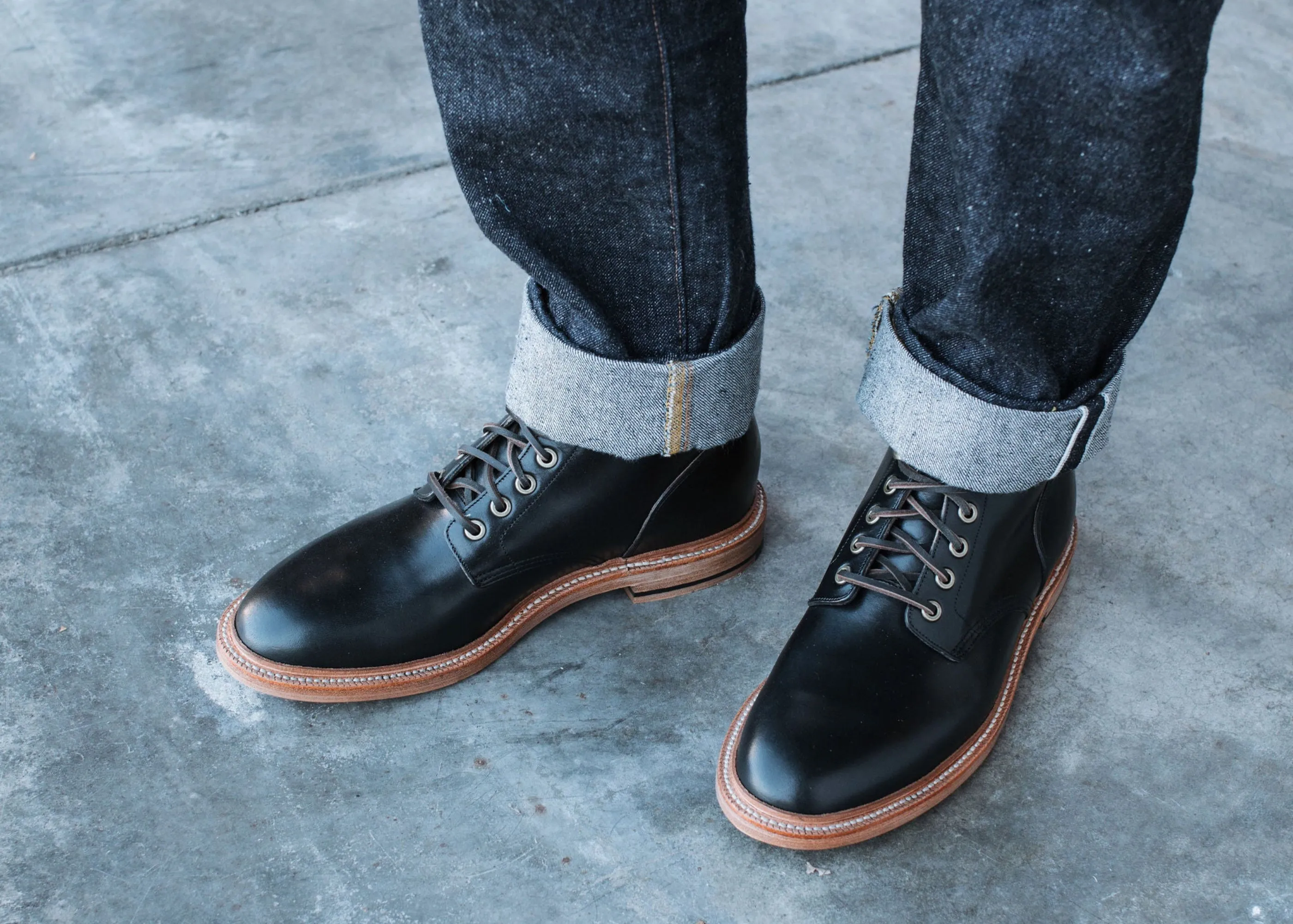 Bottes Diesel en cuir Chromexcel noir / Semelle en cuir