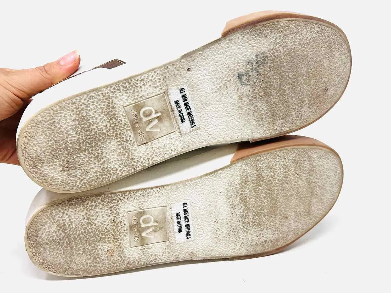 Dolce Vita Taille 8 Chaussures Sneakers Métalliques à Bloc de Couleurs Blanc/Brun/Doré