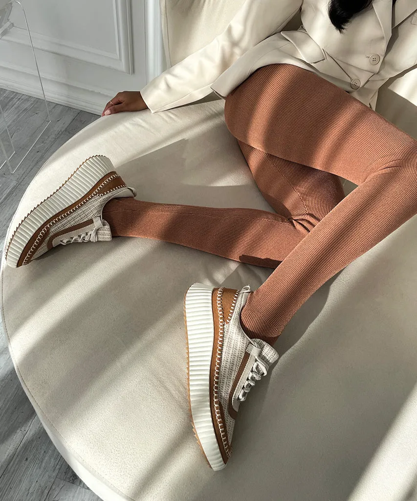 DOLEN SNEAKERS BRUN MULTI TISSÉ