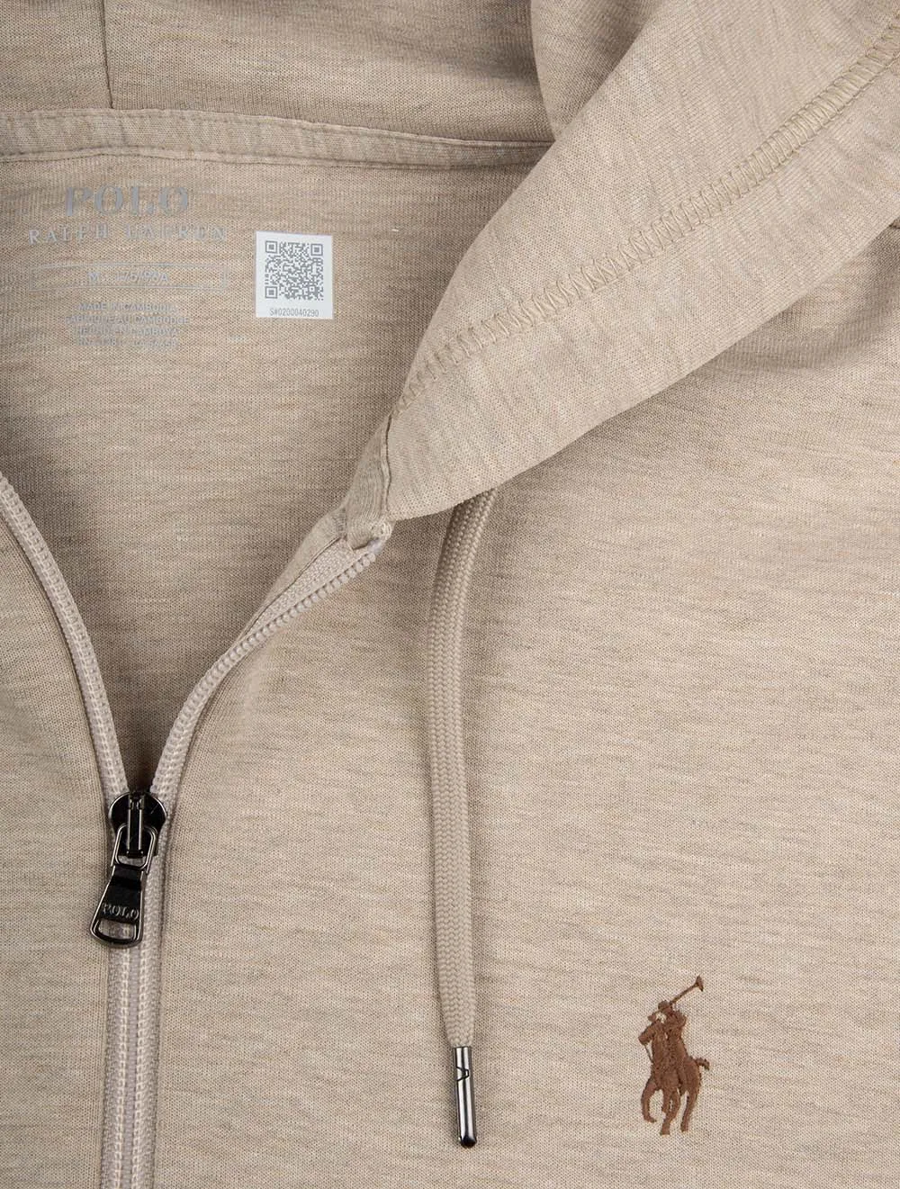 Pull à capuche double-tricot avec fermeture éclair beige