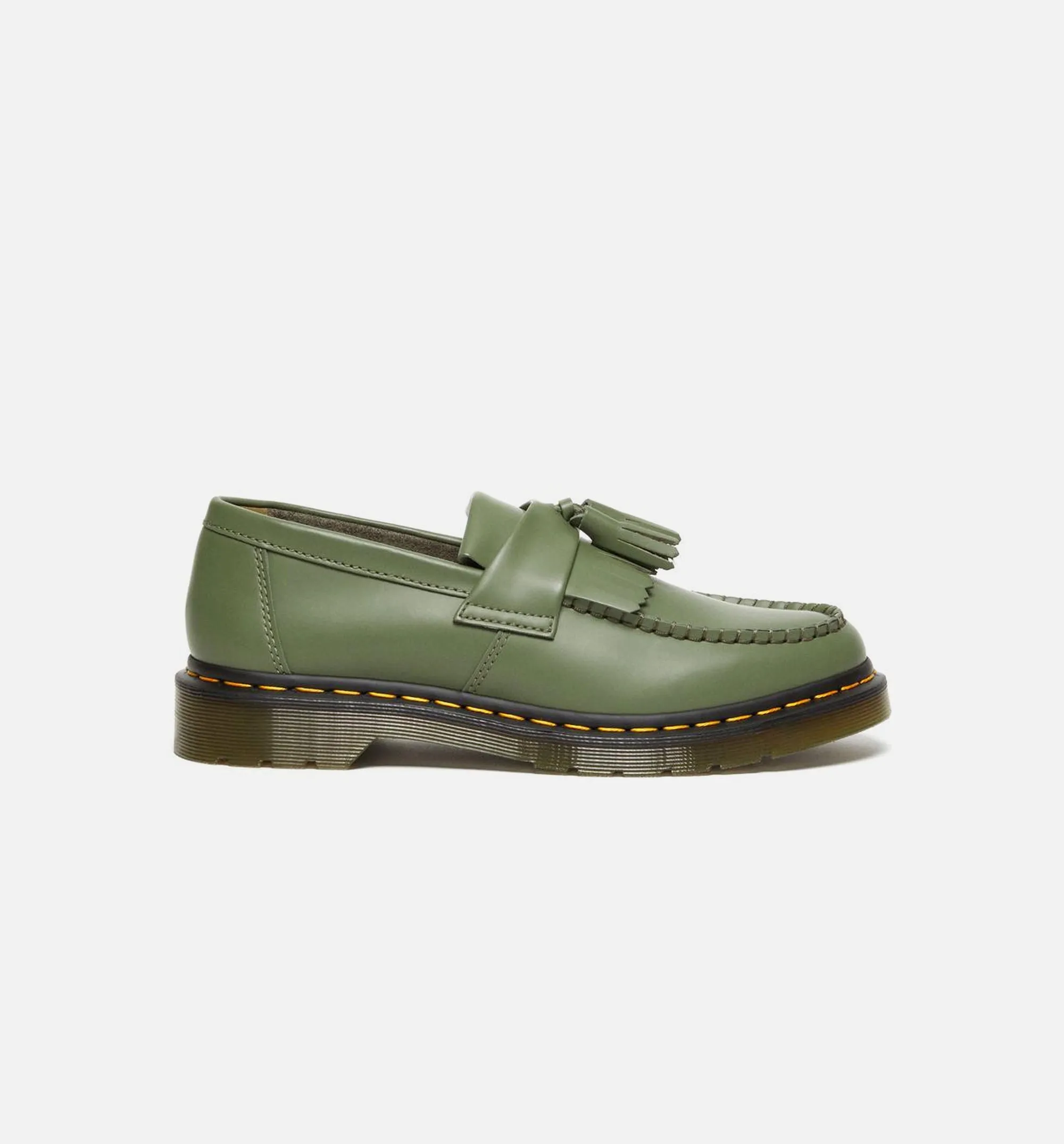 Chaussures Dr Martens Adrian en cuir à surpiqûres jaunes avec gland - Mocassins pour hommes - Vert