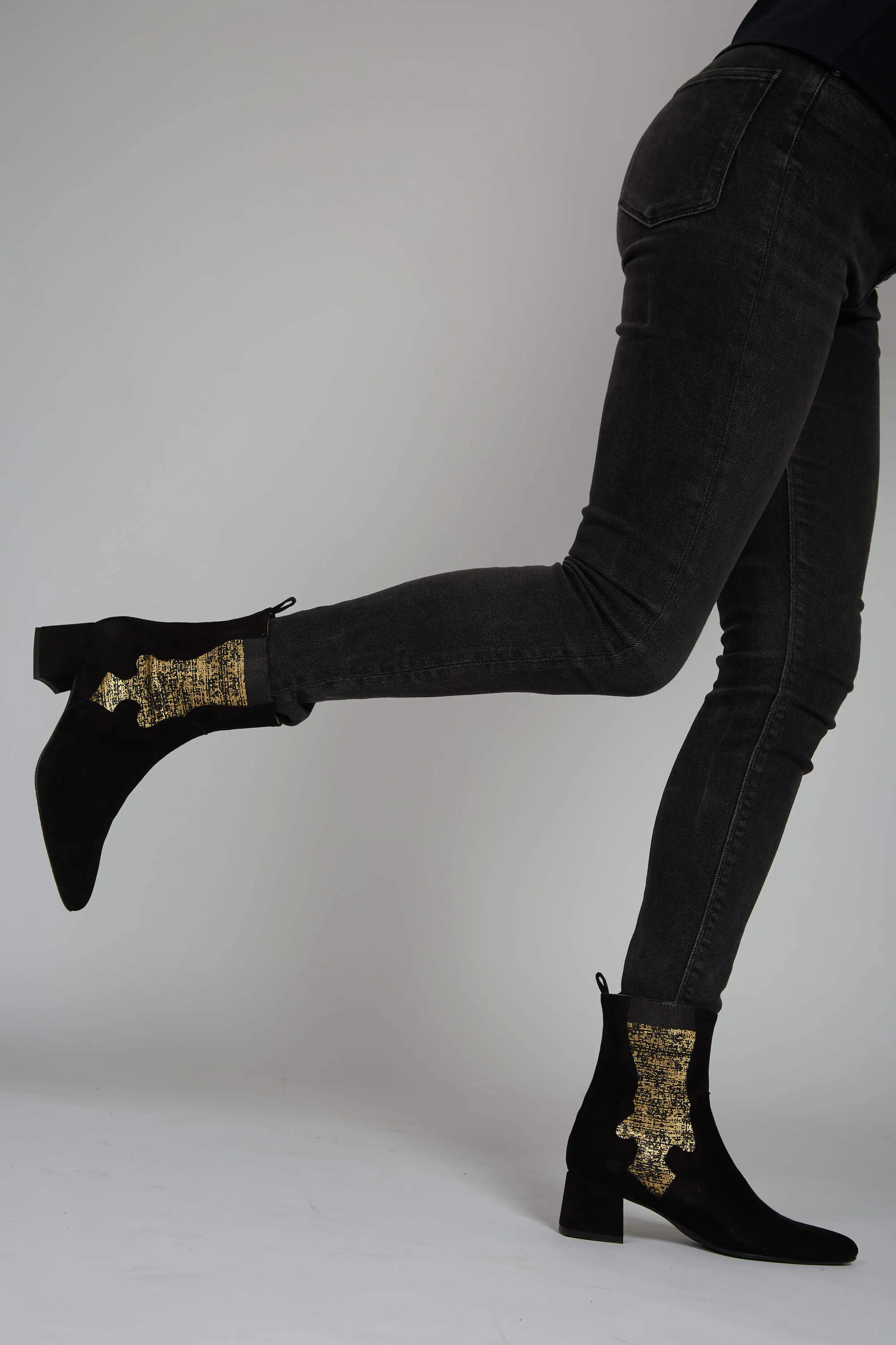Bottes vegan en suédine écolo | Noir & Or