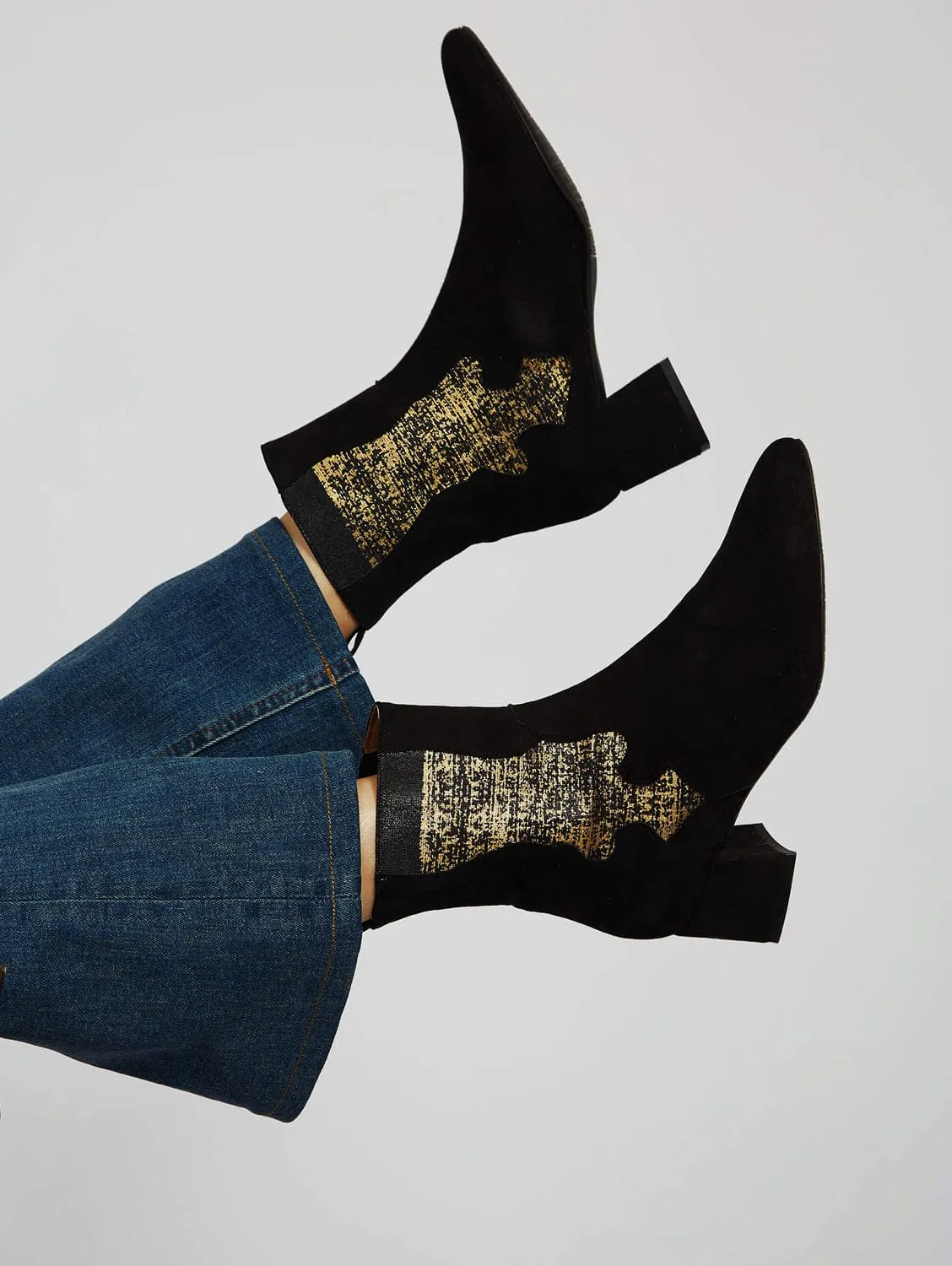 Bottes vegan en suédine écolo | Noir & Or