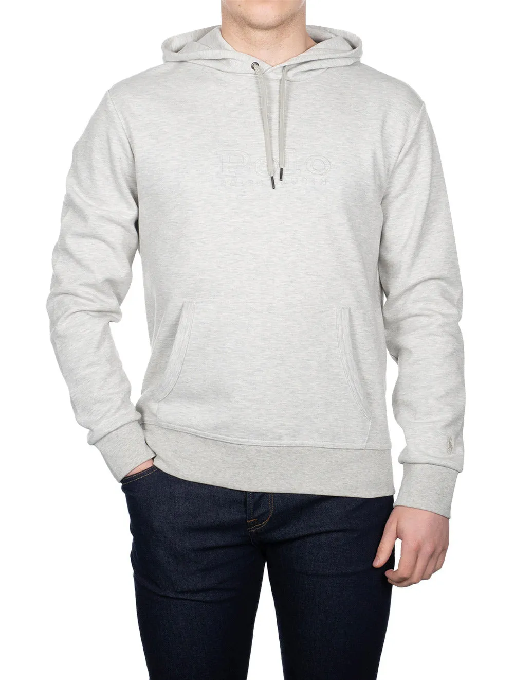 Pull à capuche gris avec motif en relief