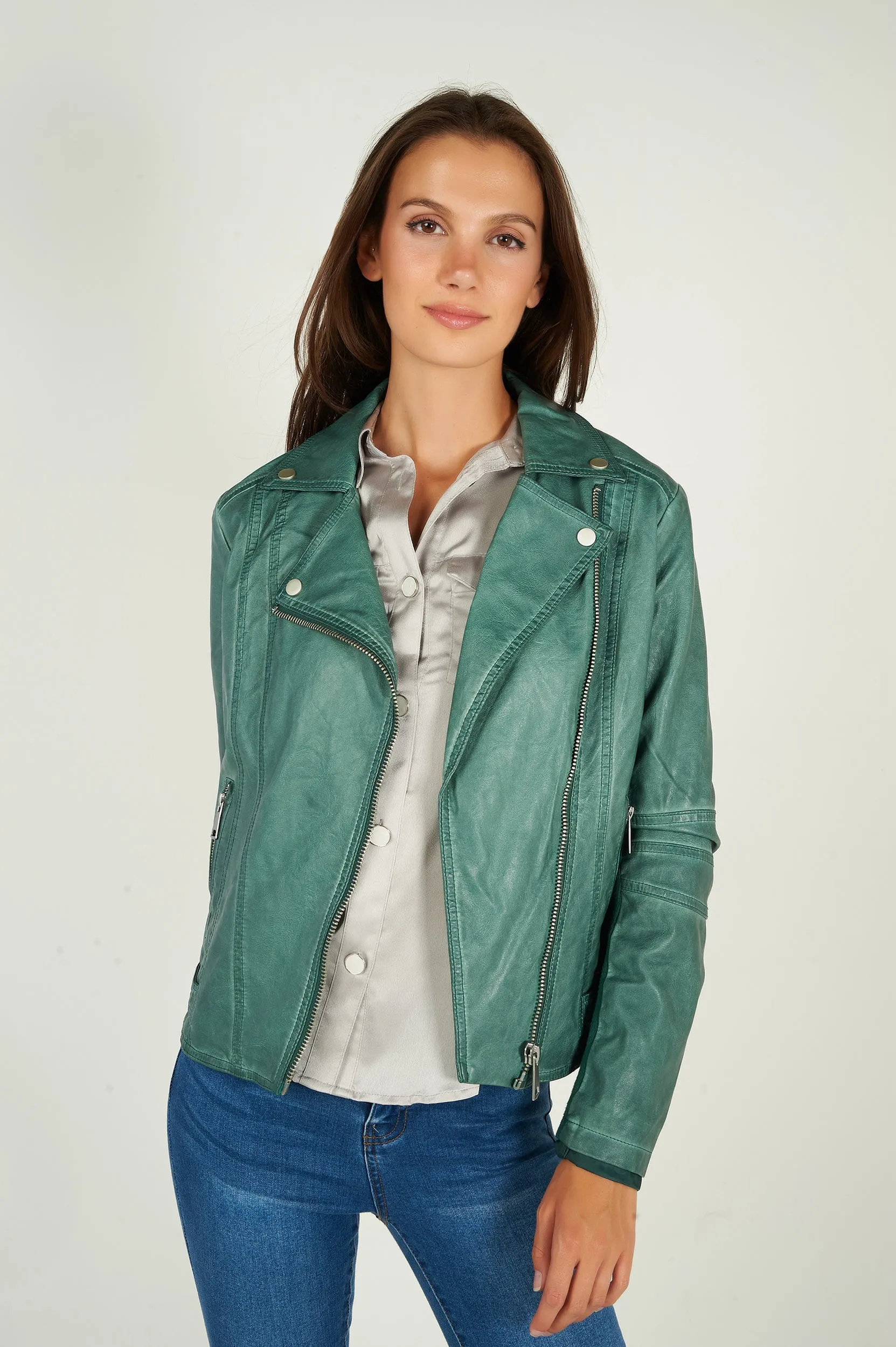 Veste en simili-cuir style motard - ZELIA-W2 - (E-B9) - VENTE FINALE