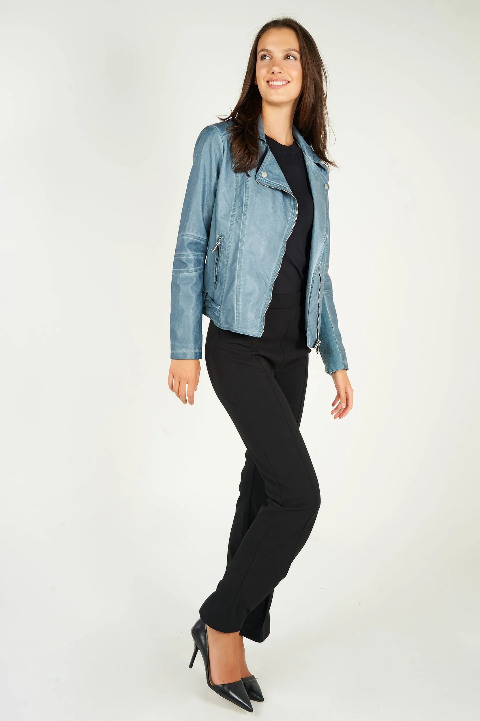 Veste en simili-cuir style motard - ZELIA-W2 - (E-B9) - VENTE FINALE