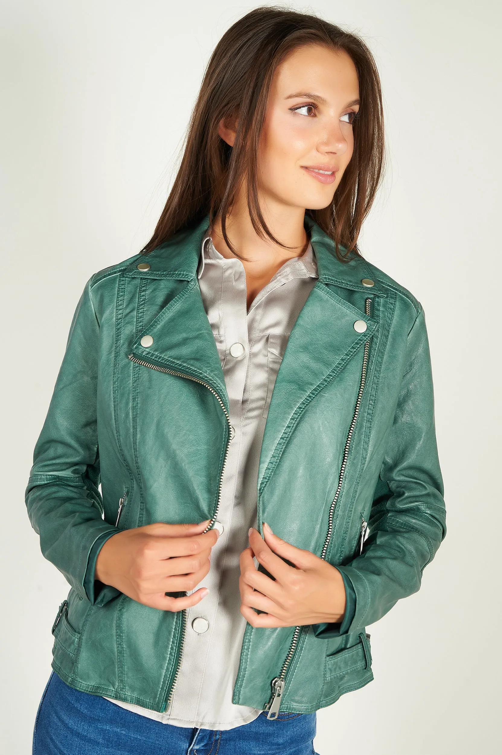 Veste en simili-cuir style motard - ZELIA-W2 - (E-B9) - VENTE FINALE