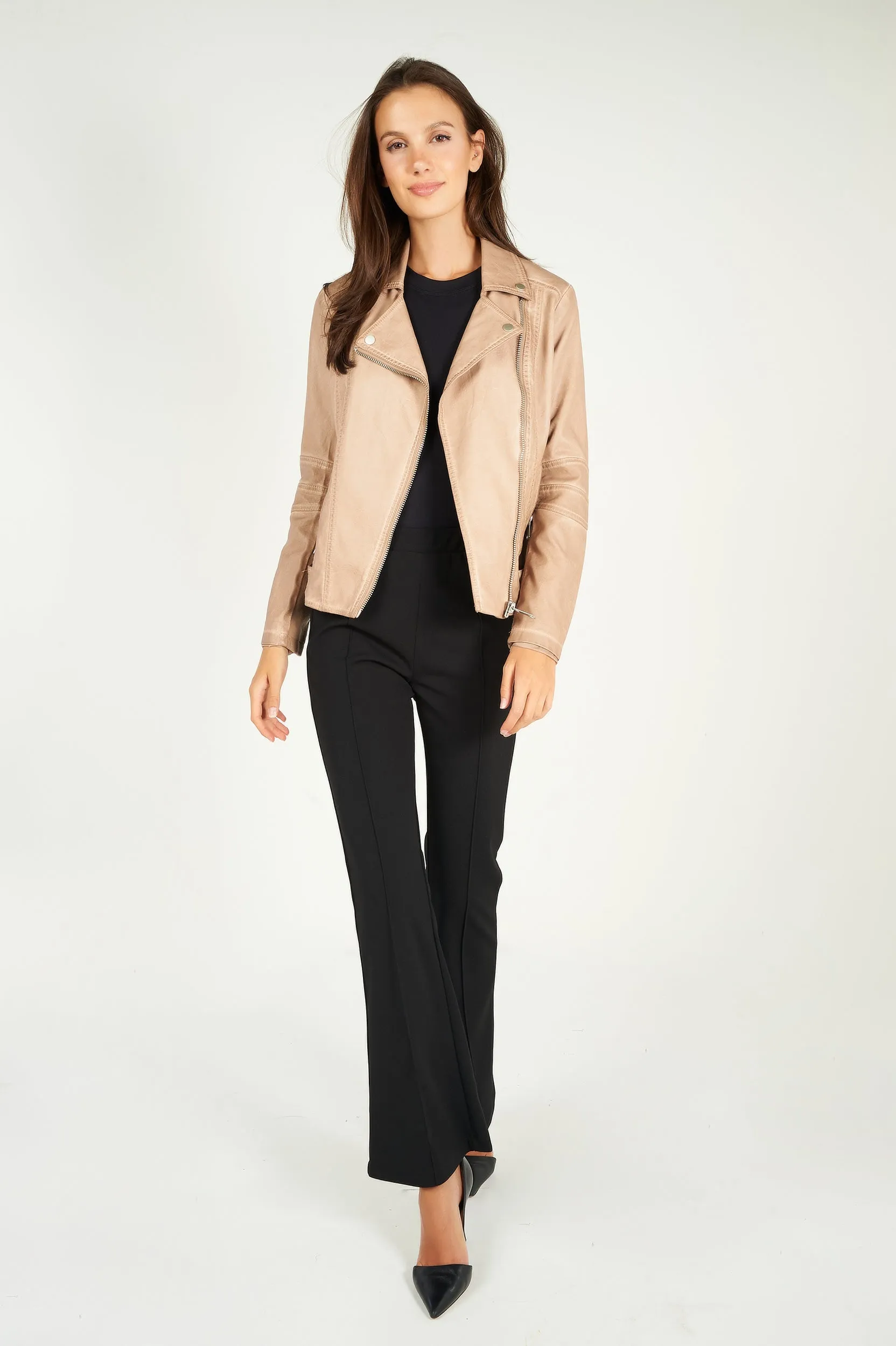 Veste en simili-cuir style motard - ZELIA-W2 - (E-B9) - VENTE FINALE