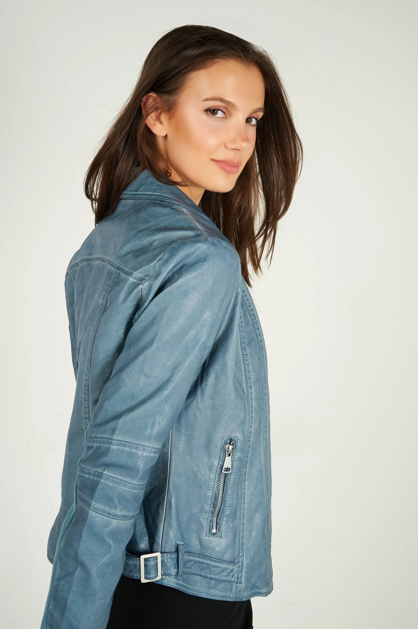 Veste en simili-cuir style motard - ZELIA-W2 - (E-B9) - VENTE FINALE