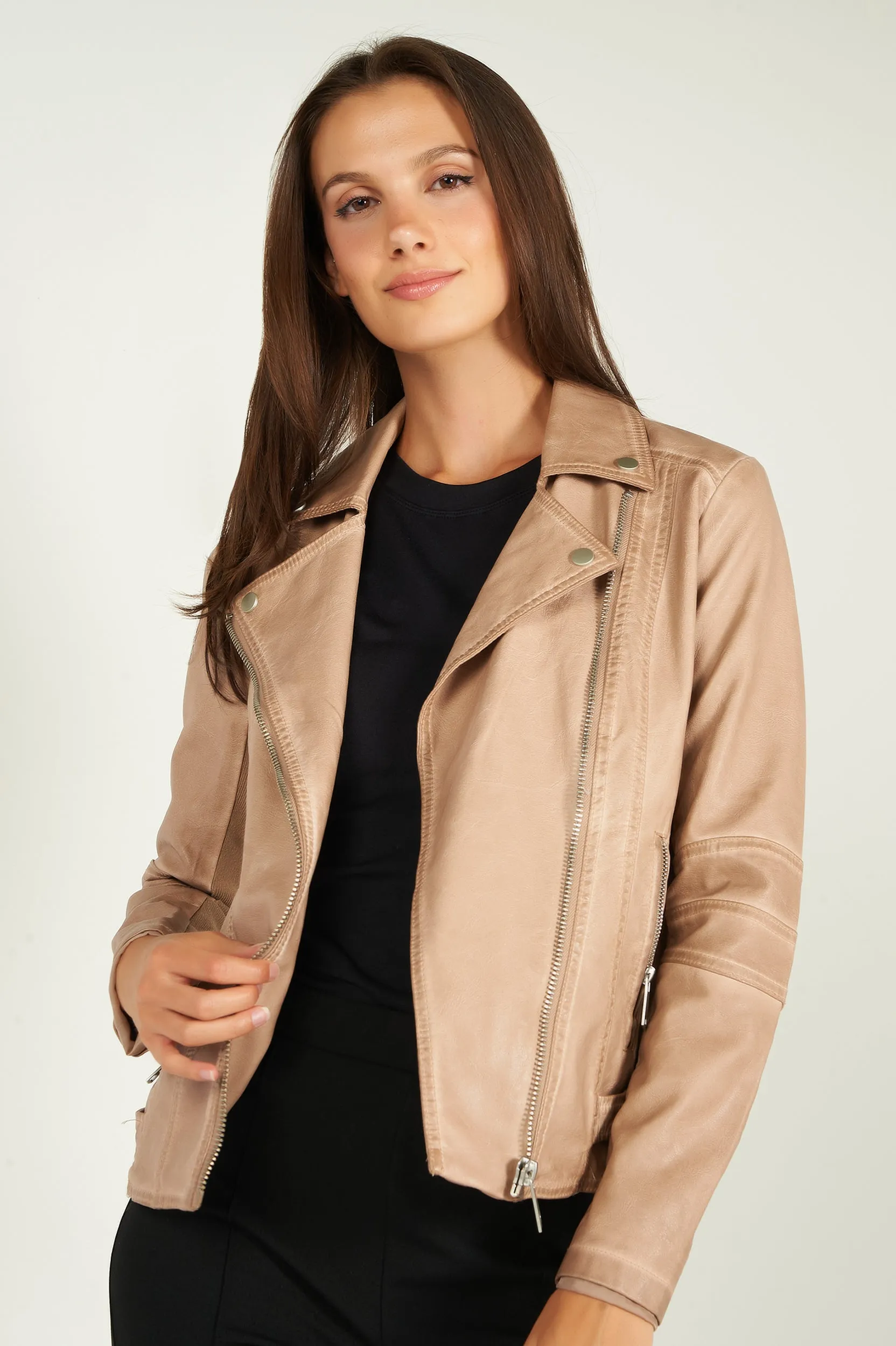 Veste en simili-cuir style motard - ZELIA-W2 - (E-B9) - VENTE FINALE