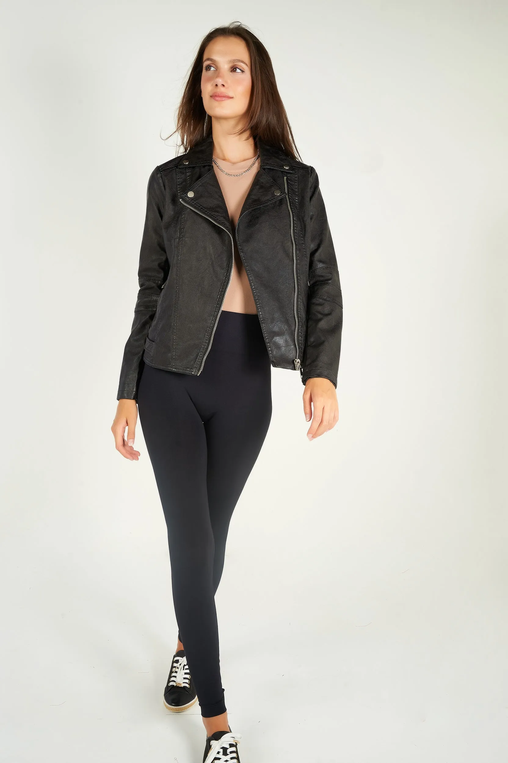 Veste en simili-cuir style motard - ZELIA-W2 - (E-B9) - VENTE FINALE