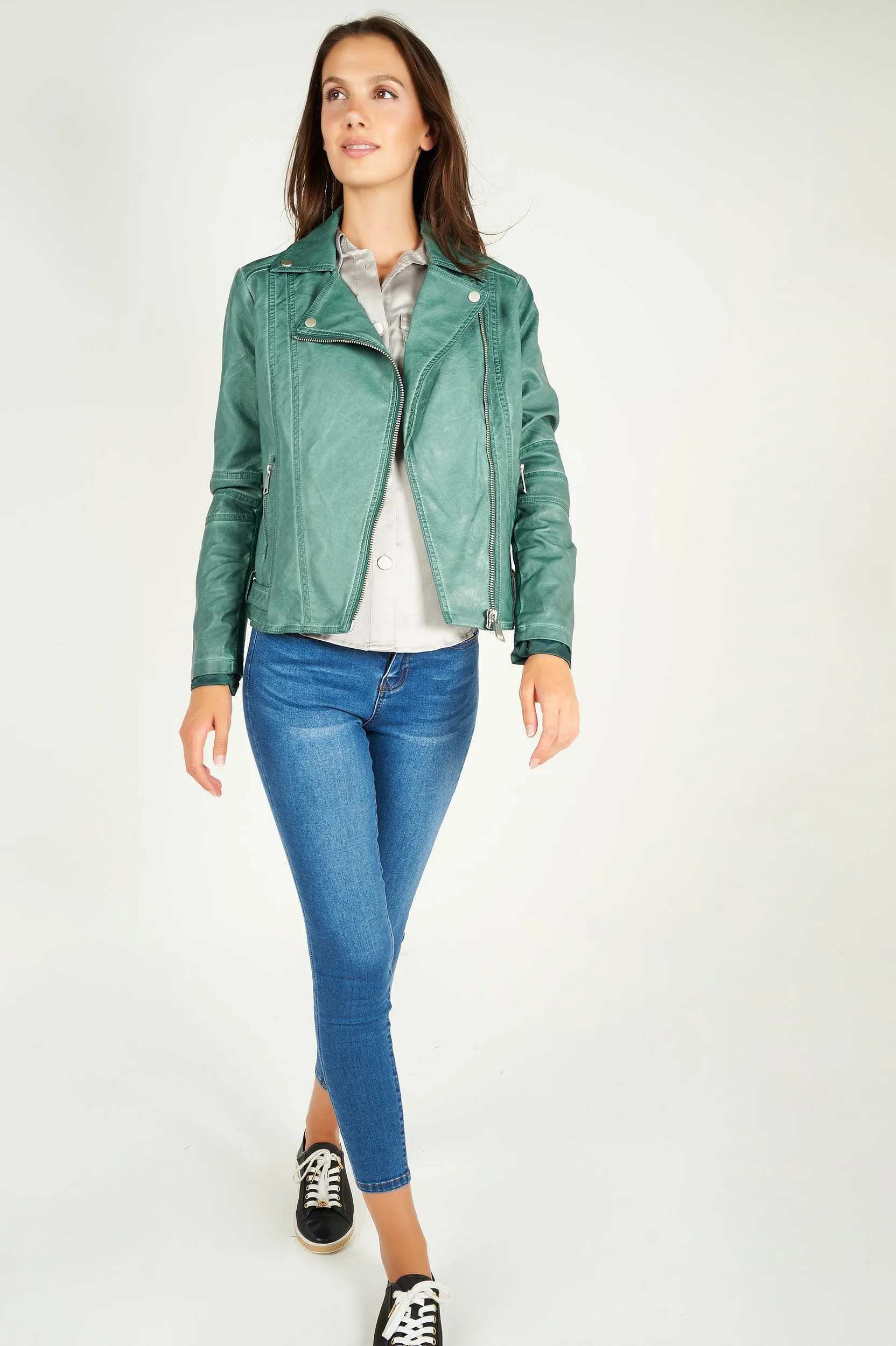 Veste en simili-cuir style motard - ZELIA-W2 - (E-B9) - VENTE FINALE