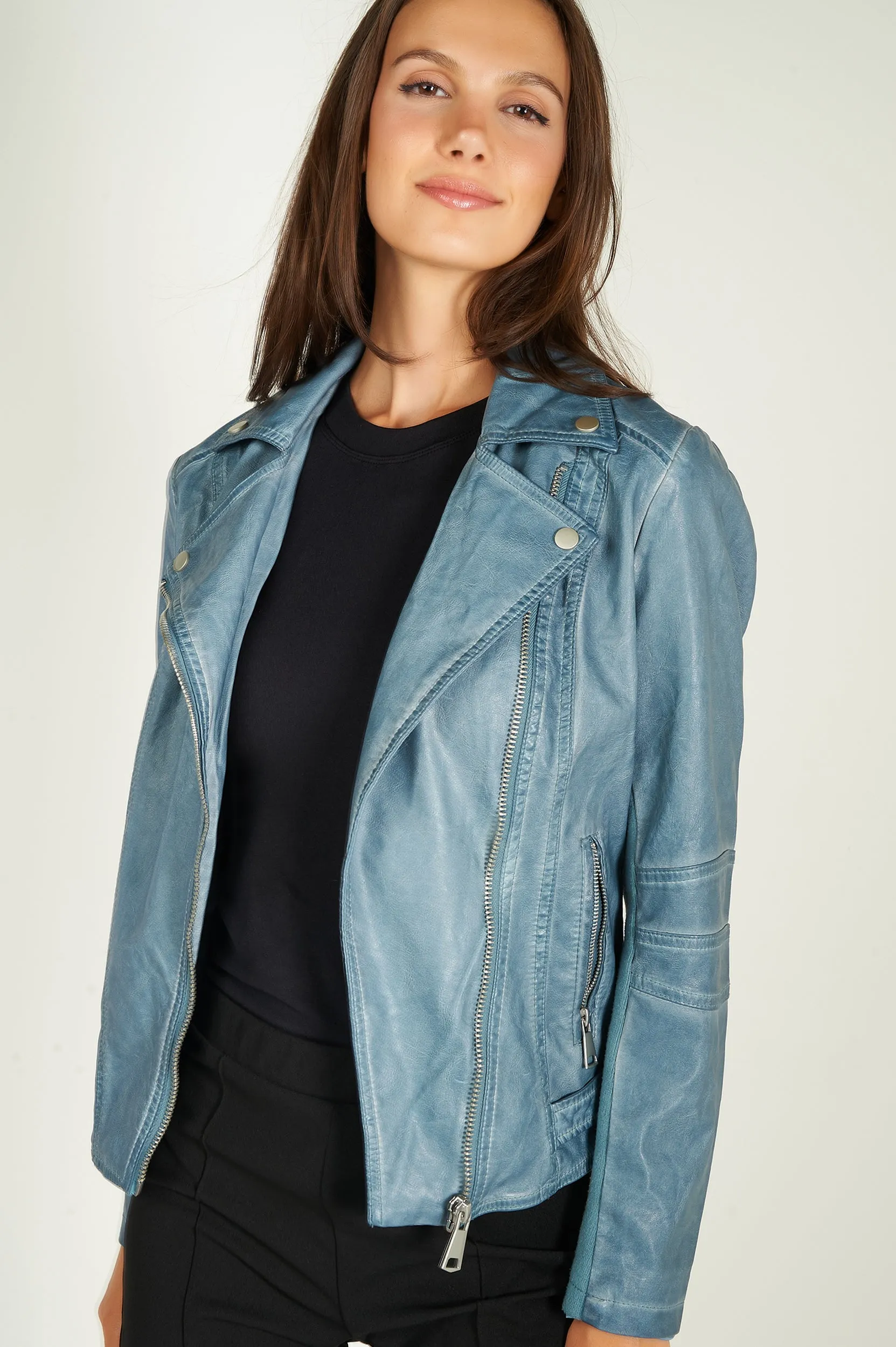 Veste en simili-cuir style motard - ZELIA-W2 - (E-B9) - VENTE FINALE
