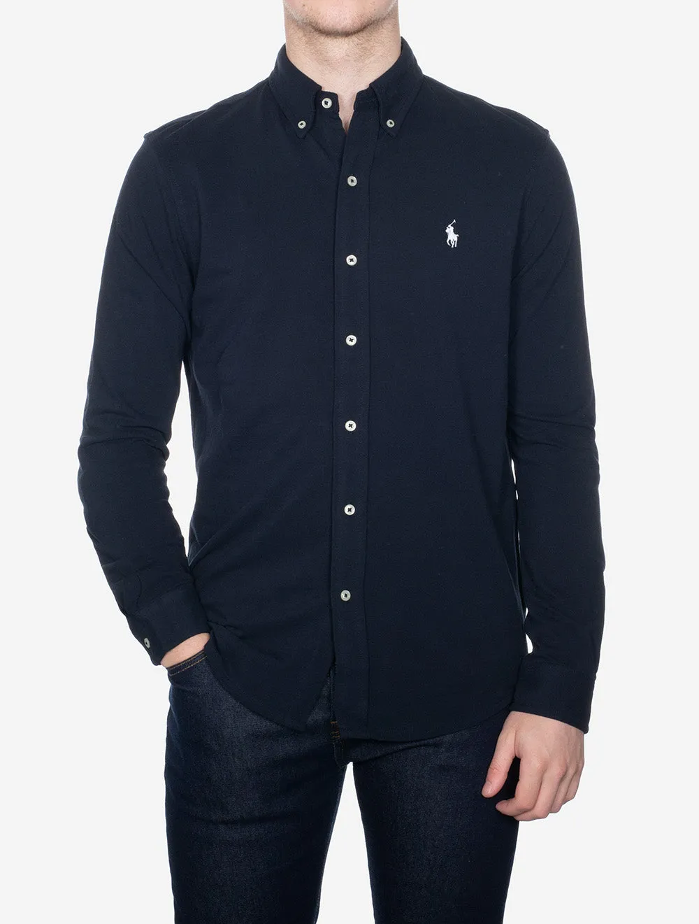 Chemise en maille à manches longues légère - Marine