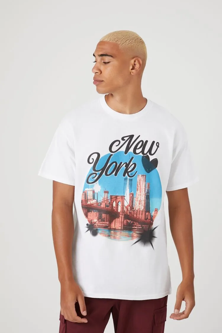 T-shirt graphique New York pour homme Forever 21 Blanc/Multicolore